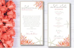 Personalized Wedding Welcome Letter & Itinerary - Living Coral