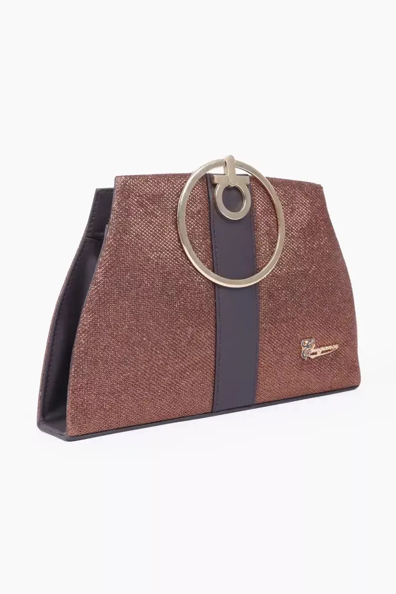 Premium Embellished Grab Handle Bag ( Dark Brown )