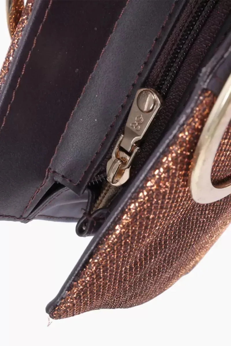 Premium Embellished Grab Handle Bag ( Dark Brown )