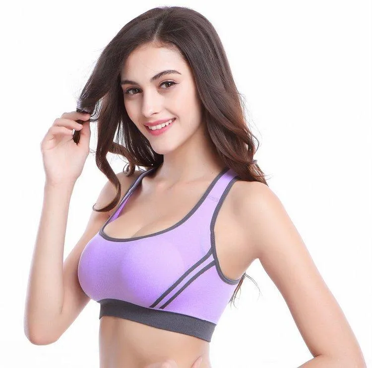 Purple Strappy Womens Sports Bra - High Impact Bra Perfect for Yoga, Workout, Running