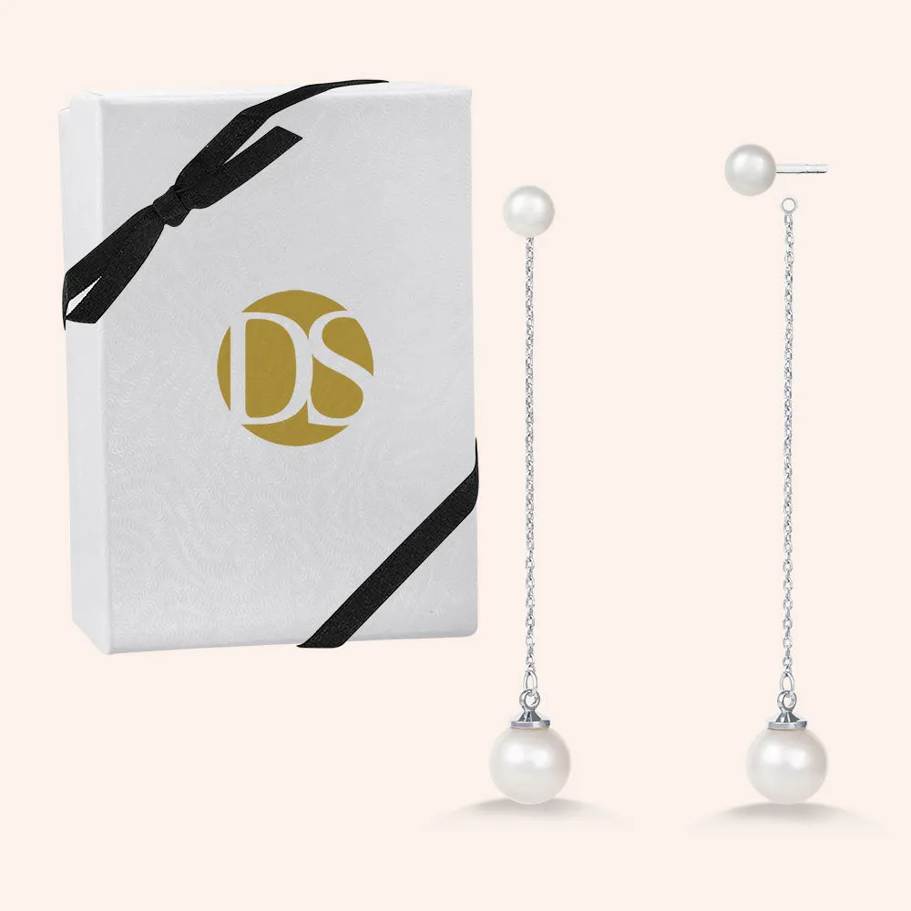 "Pure Magic" Freshwater Pearls Linear Drop Earrings