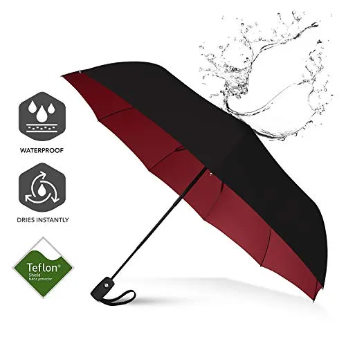 Repel Umbrella Windproof Travel Umbrella - Compact, Durable, Auto Open Close, Strong Fiberglass Frame