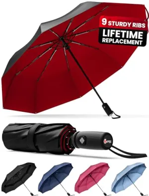 Repel Umbrella Windproof Travel Umbrella - Compact, Durable, Auto Open Close, Strong Fiberglass Frame