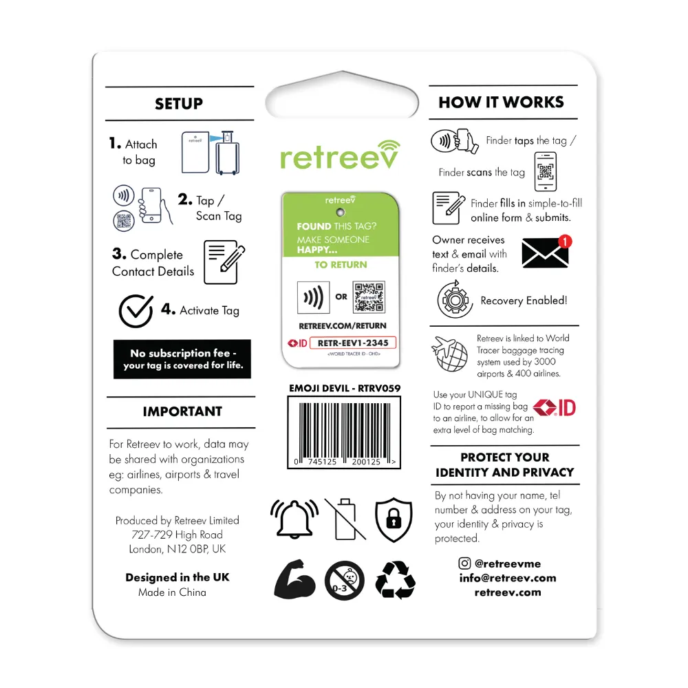 Retreev Smart Tag - Emoji Devil