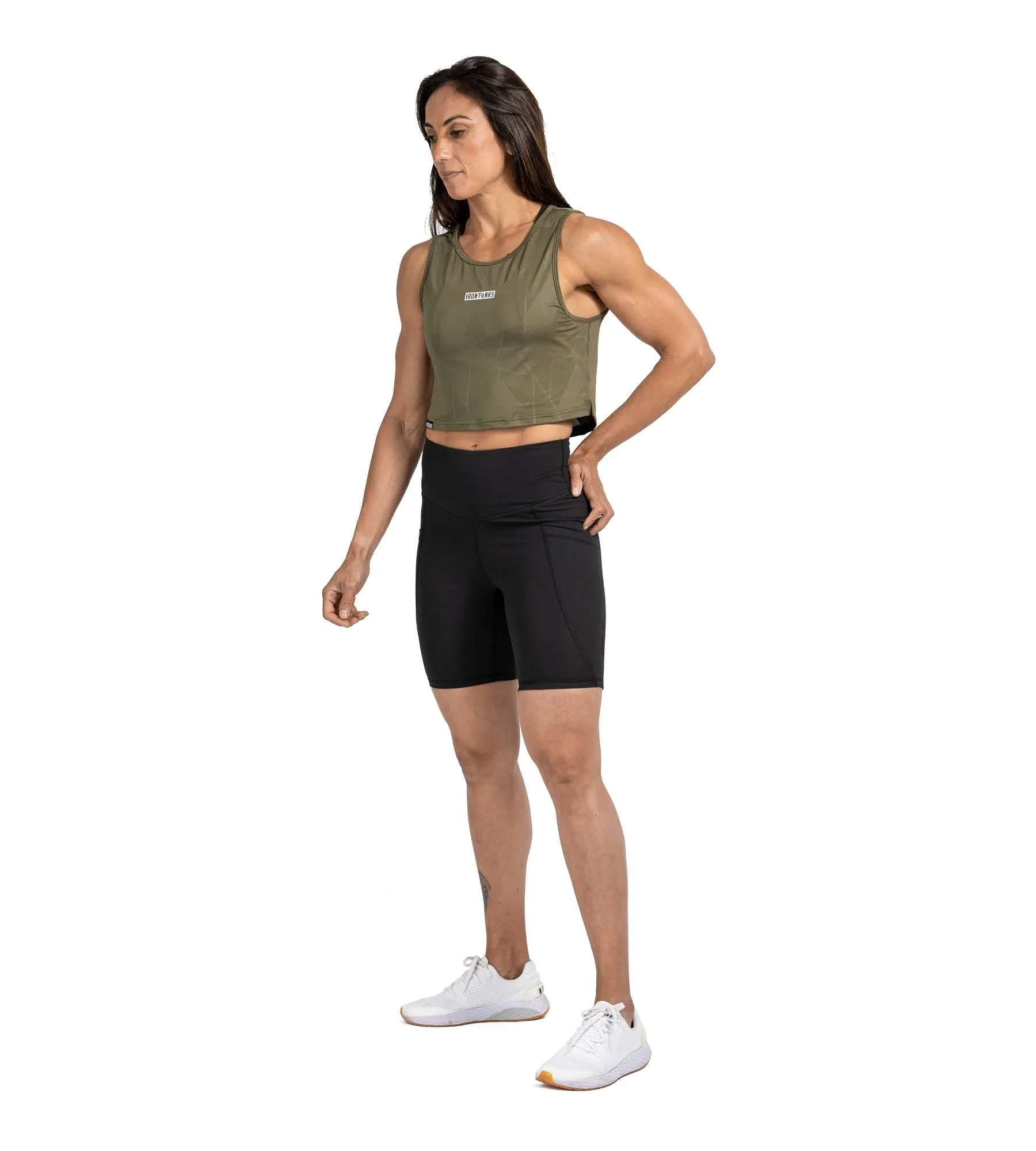 Sabre Crop Tank - Army Green