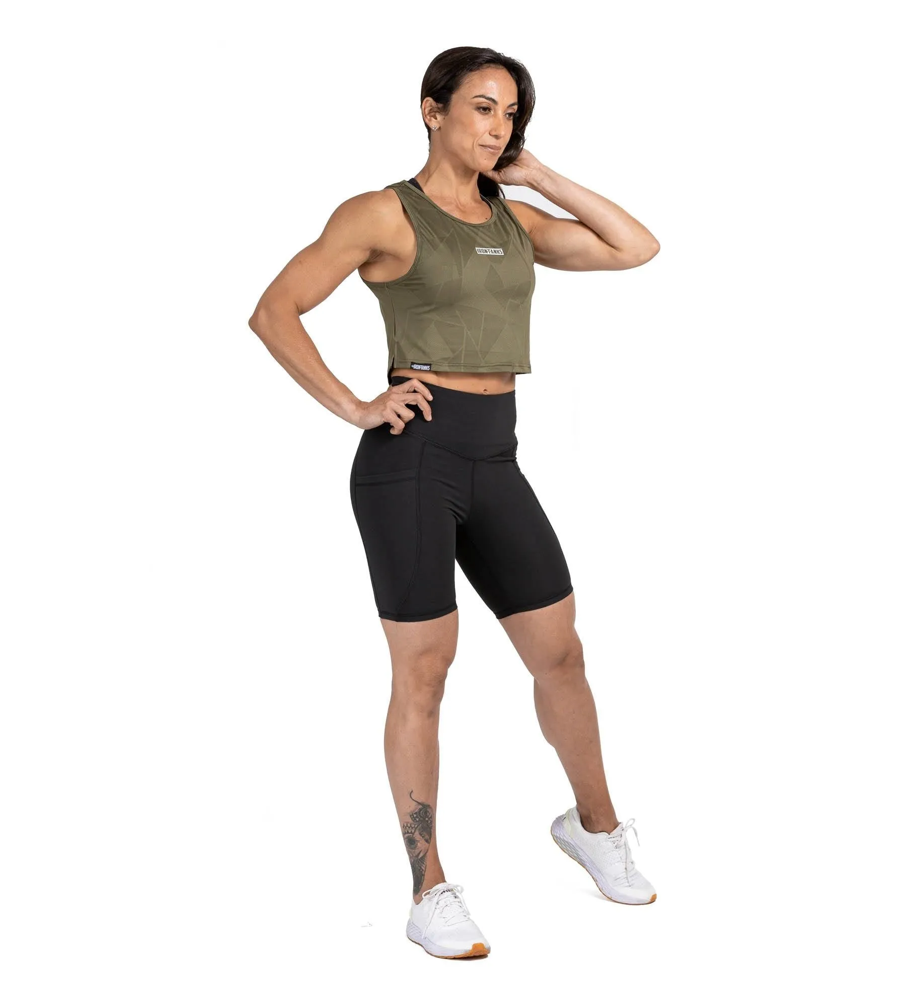 Sabre Crop Tank - Army Green