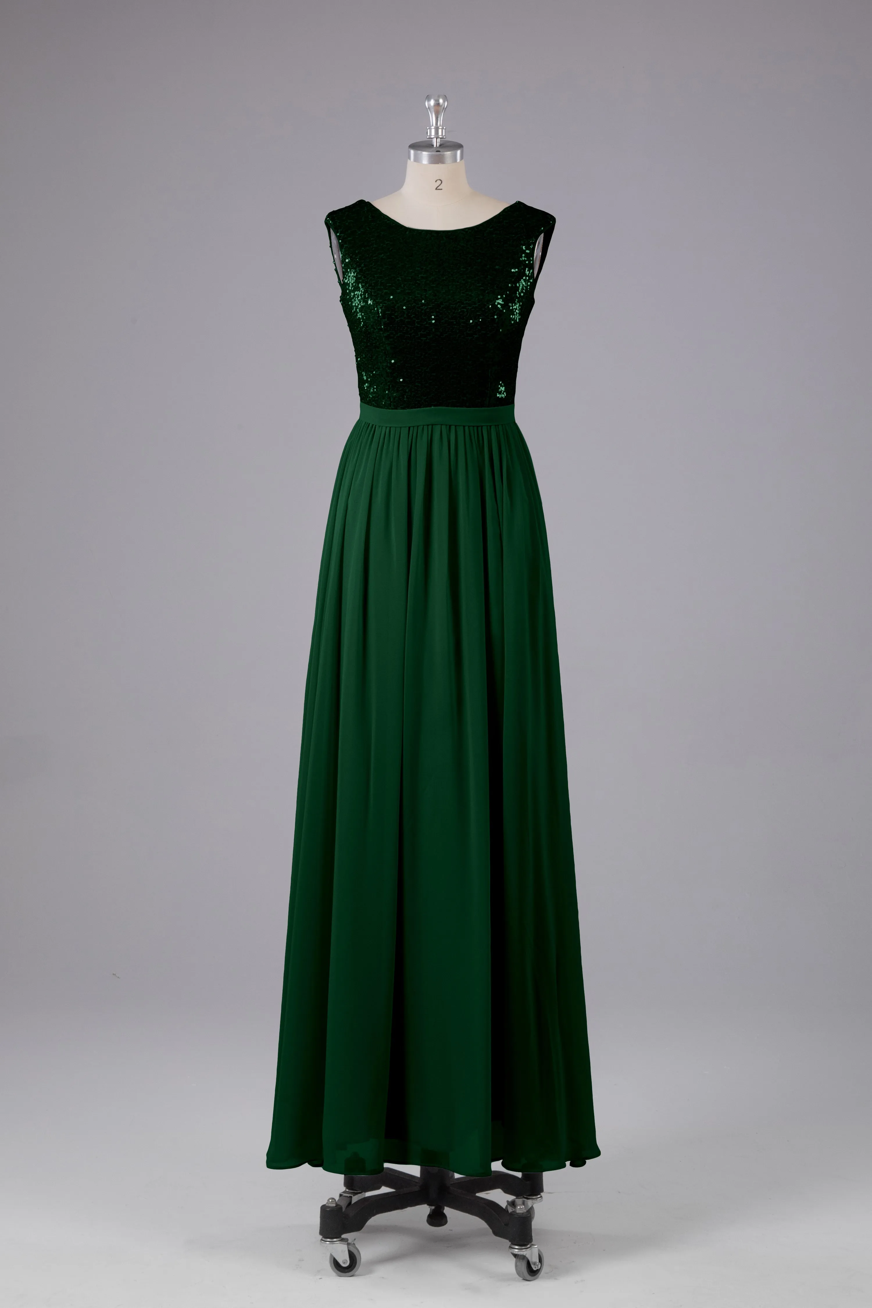 Sequins Scoop Floor Length Bridesmaid Dress