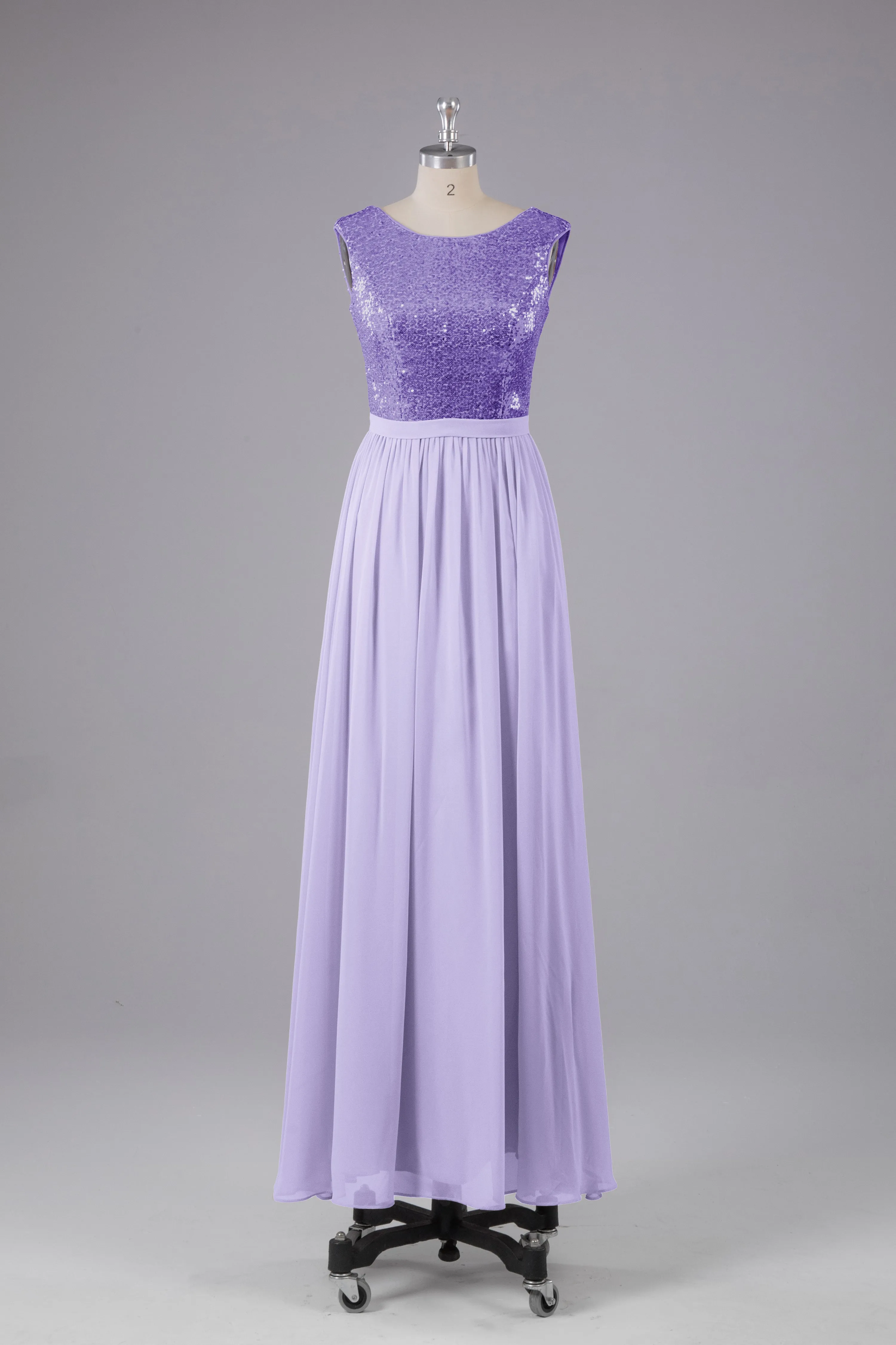 Sequins Scoop Floor Length Bridesmaid Dress