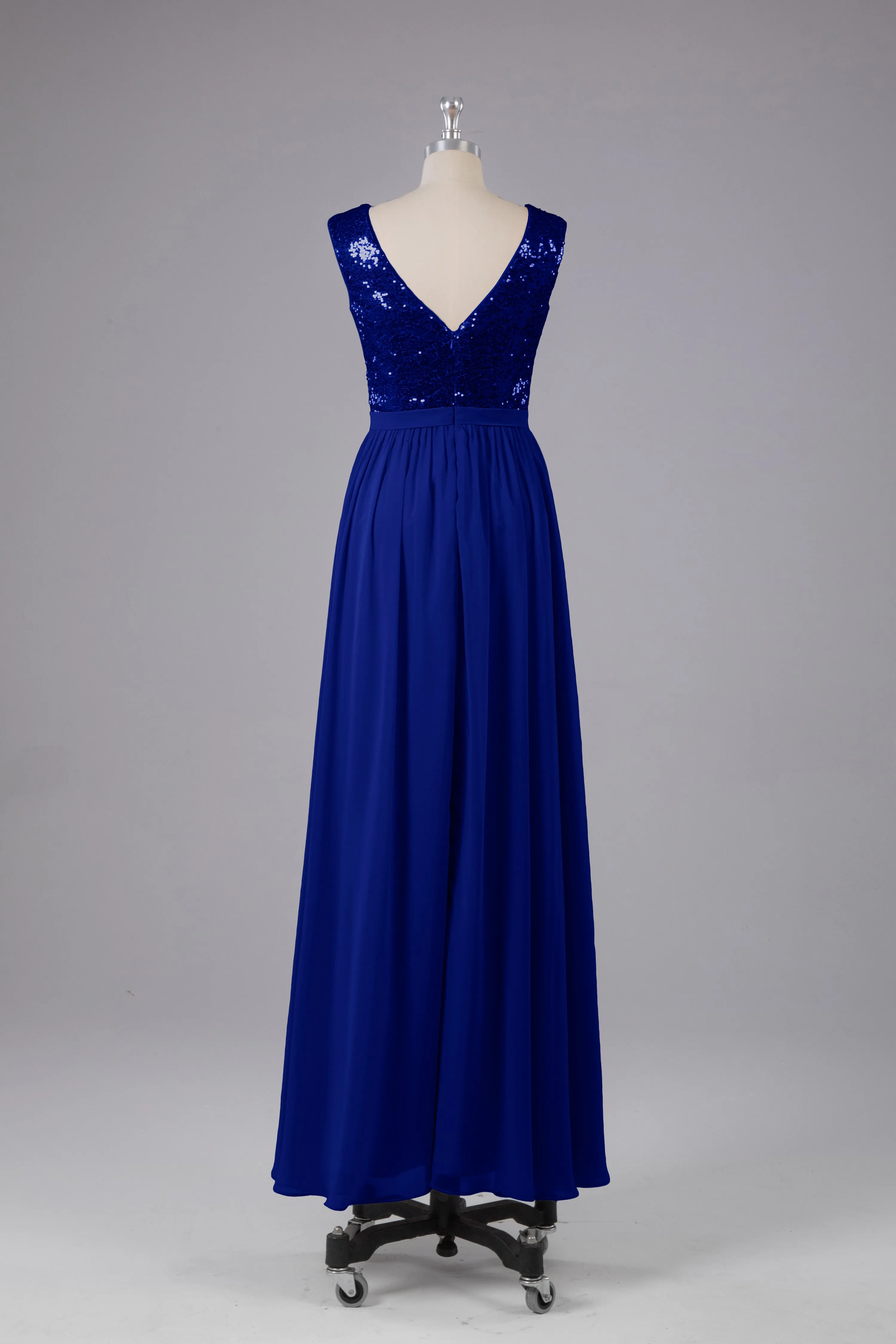 Sequins Scoop Floor Length Bridesmaid Dress