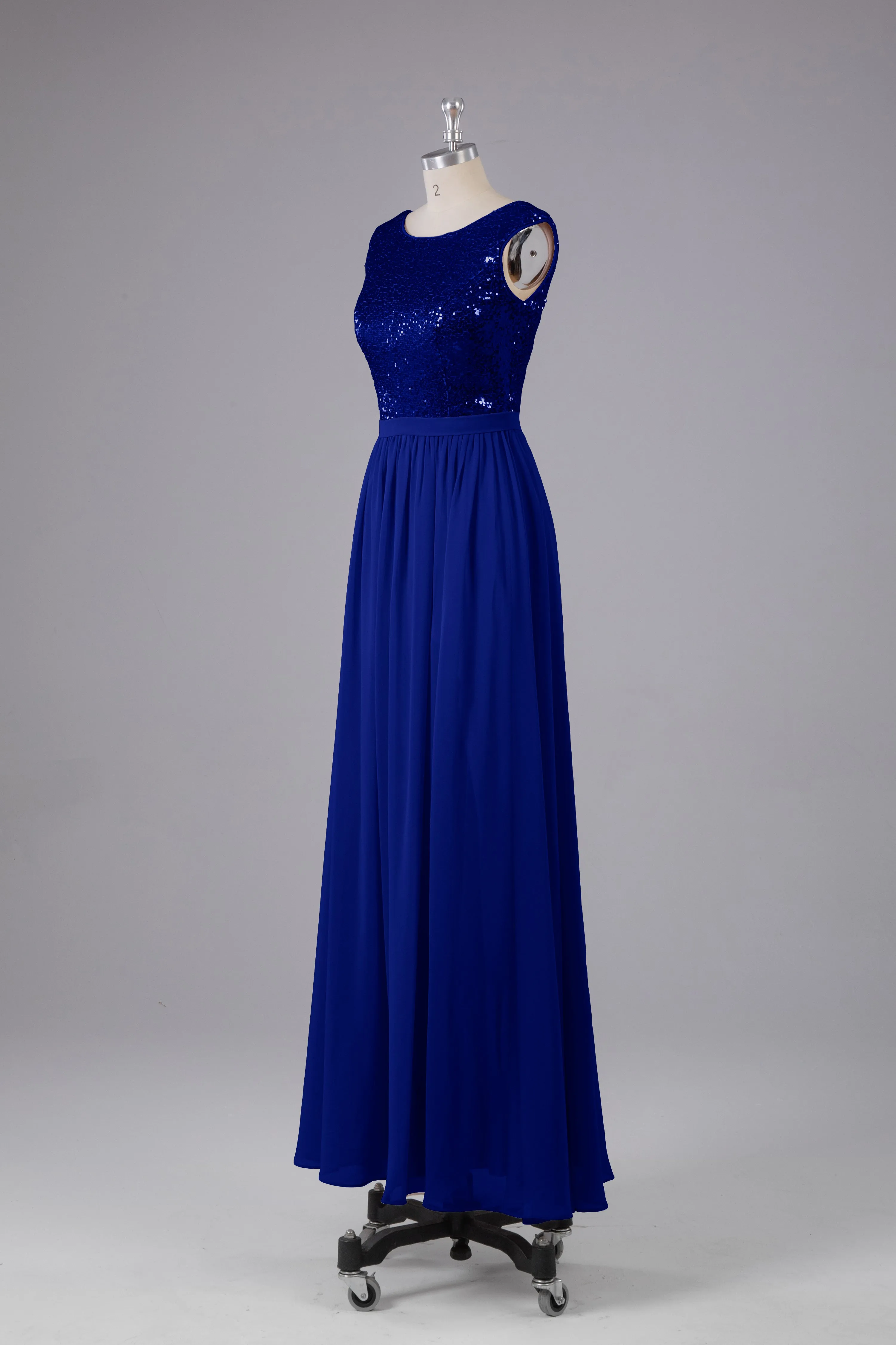Sequins Scoop Floor Length Bridesmaid Dress