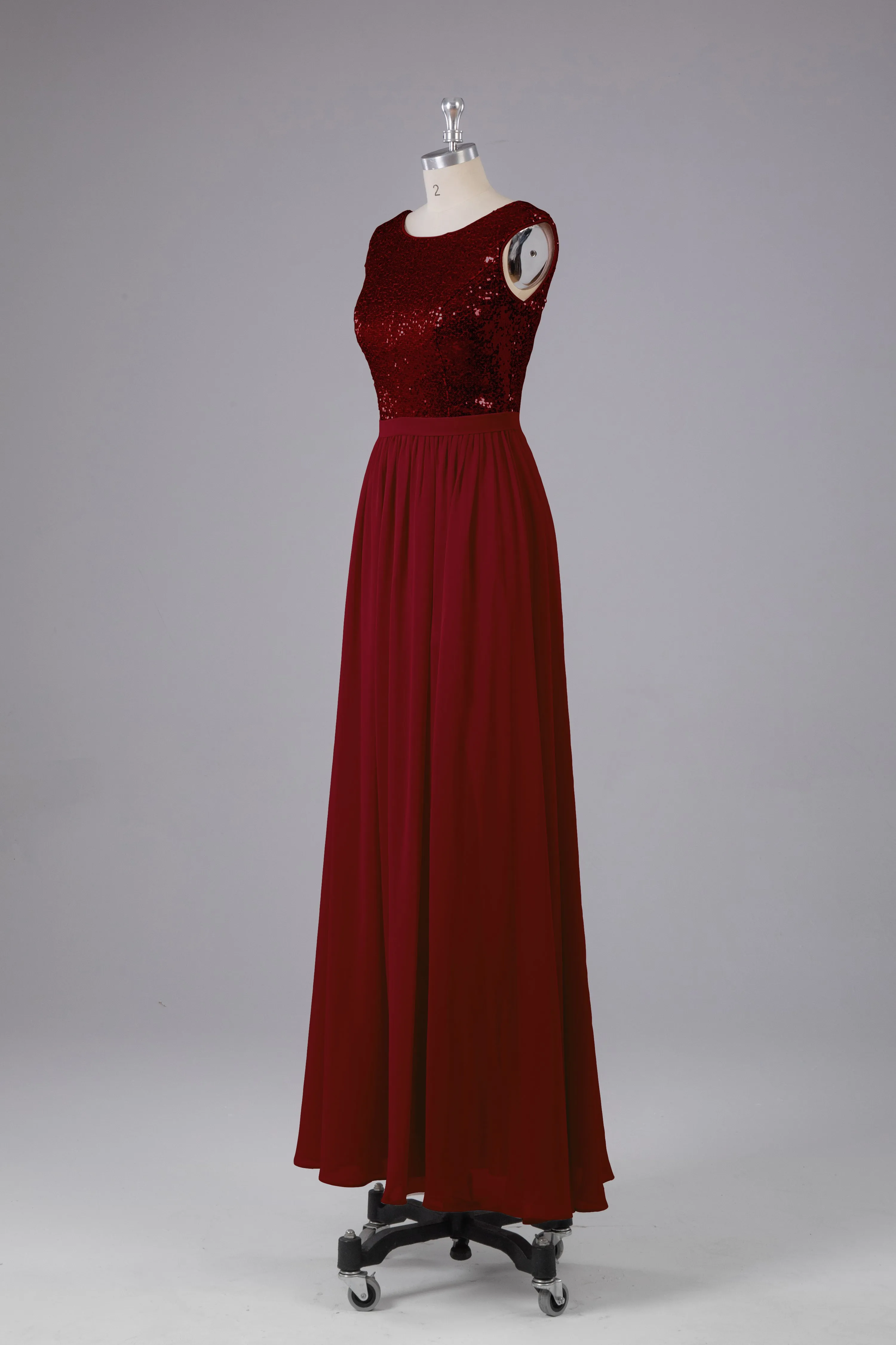 Sequins Scoop Floor Length Bridesmaid Dress