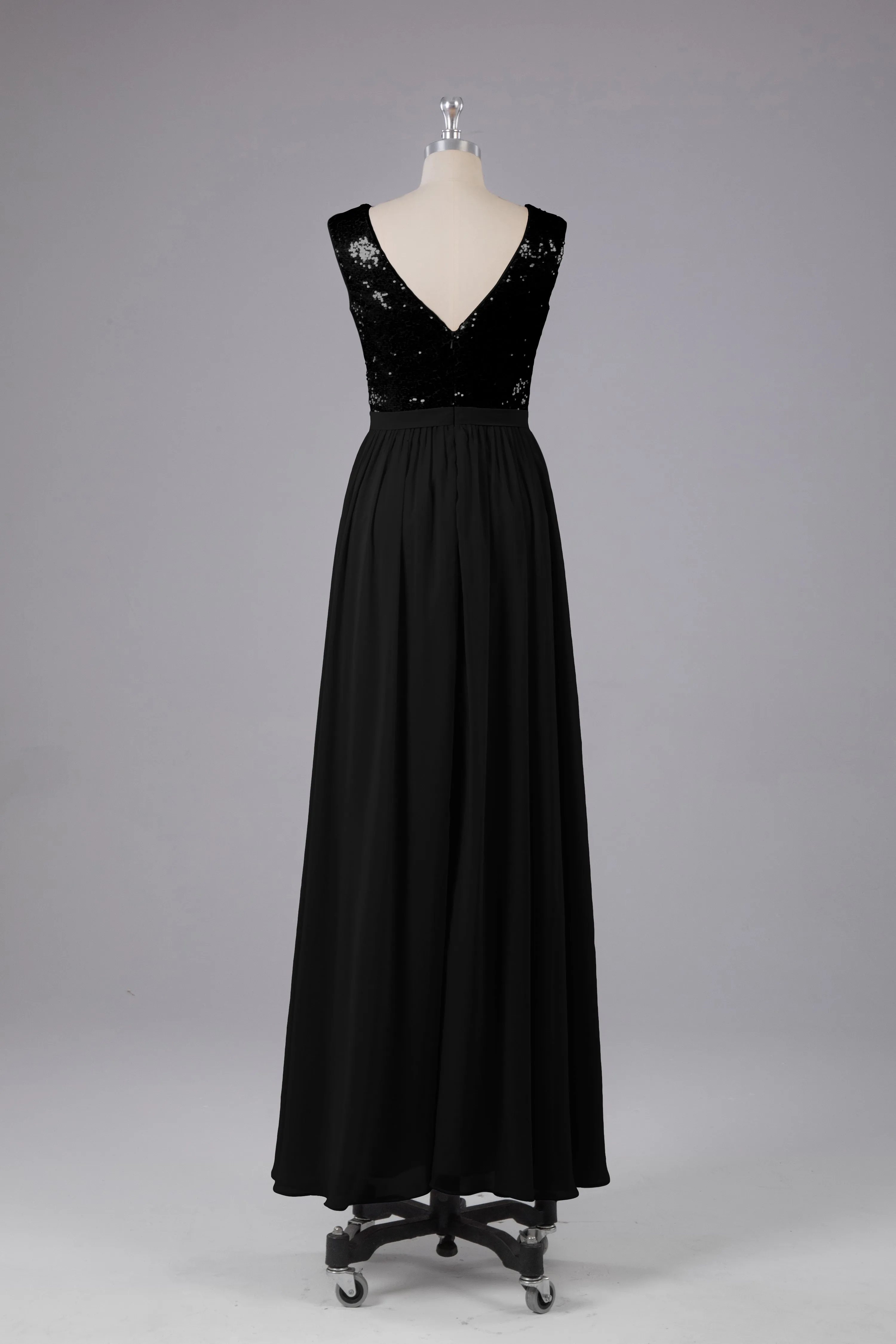 Sequins Scoop Floor Length Bridesmaid Dress