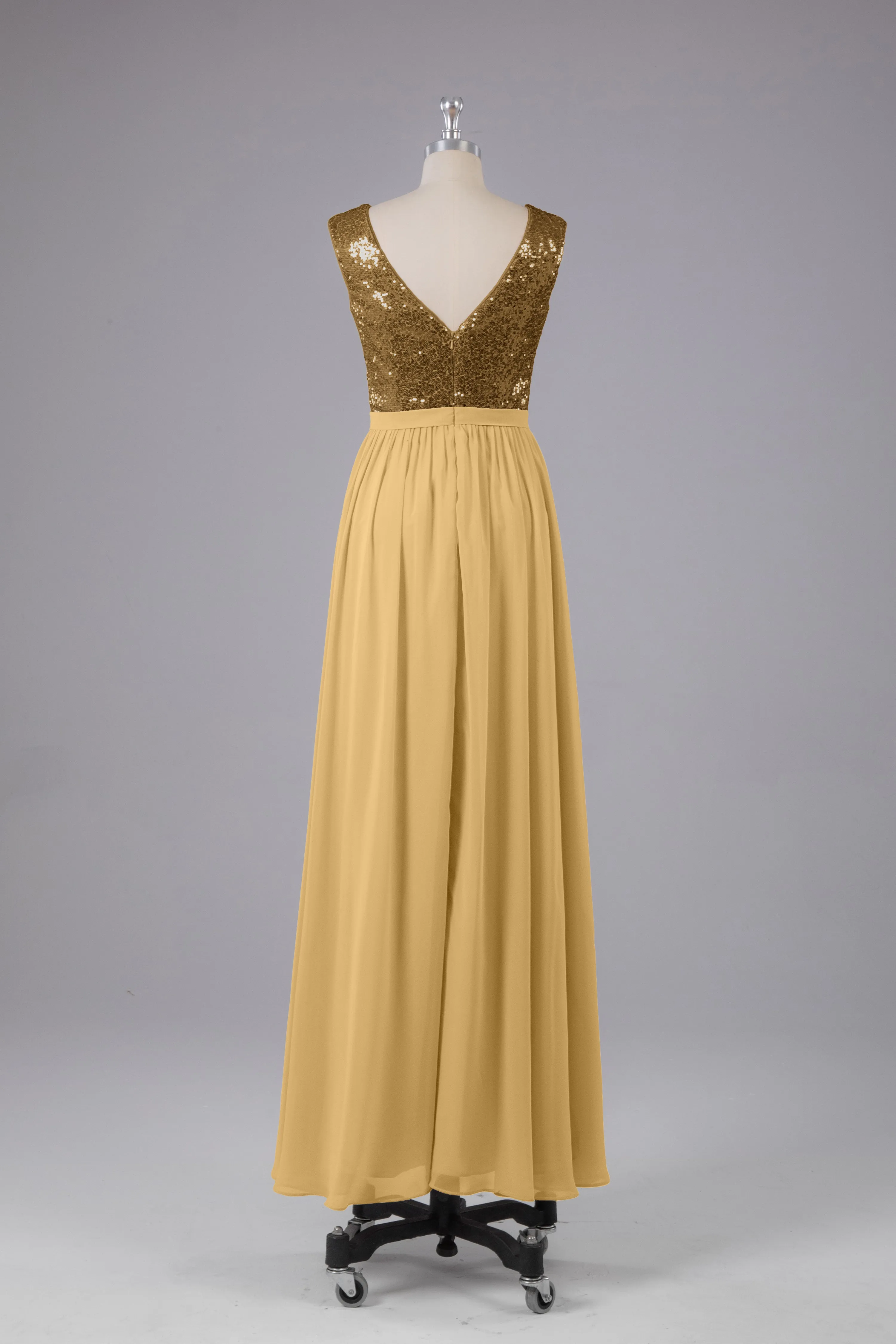 Sequins Scoop Floor Length Bridesmaid Dress