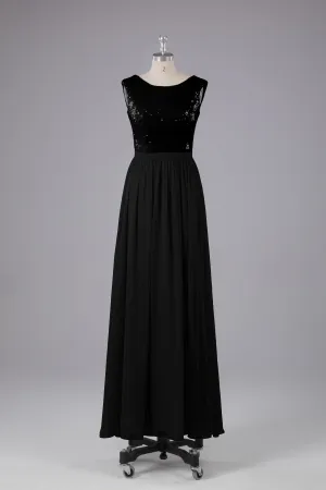 Sequins Scoop Floor Length Bridesmaid Dress