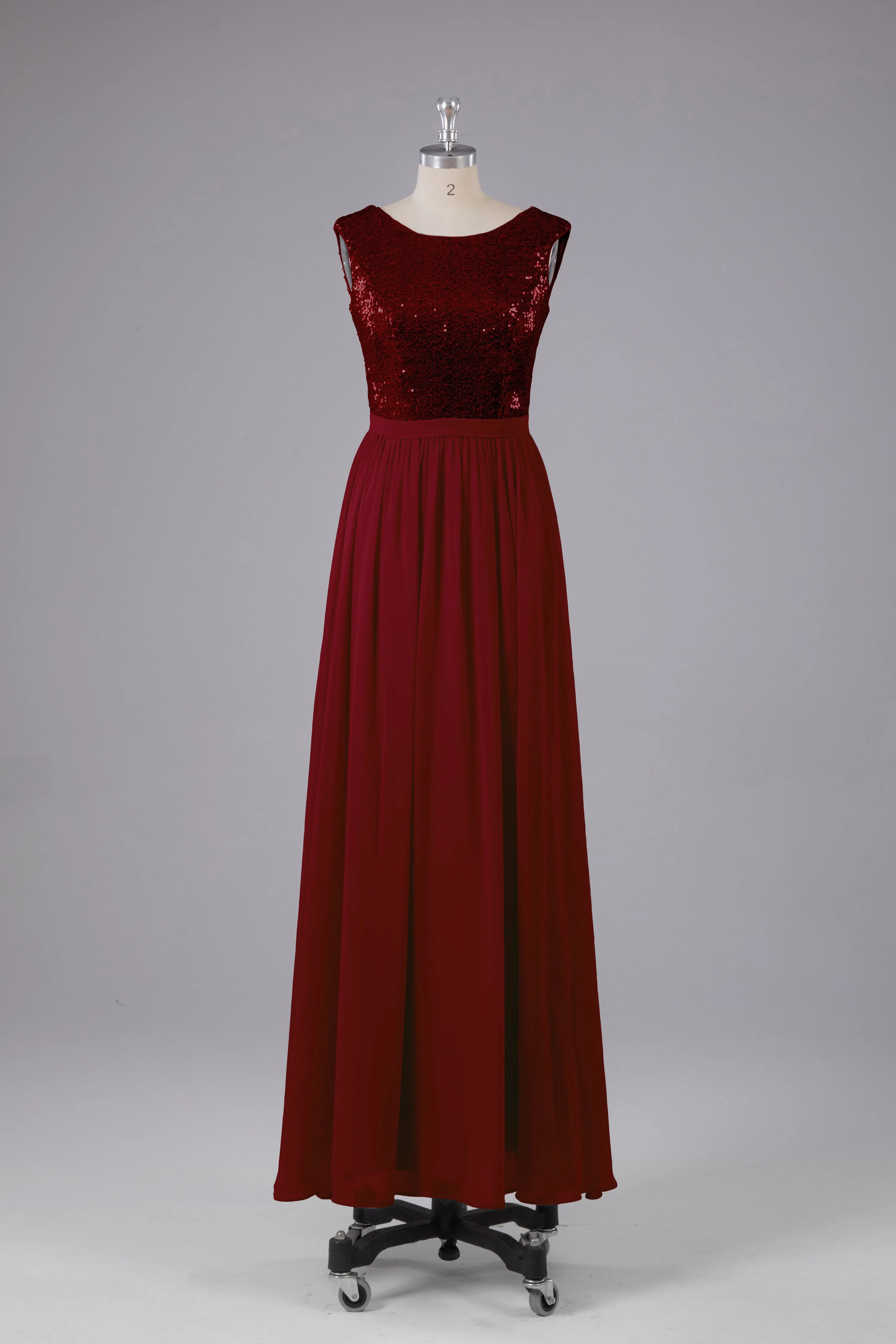 Sequins Scoop Floor Length Bridesmaid Dress
