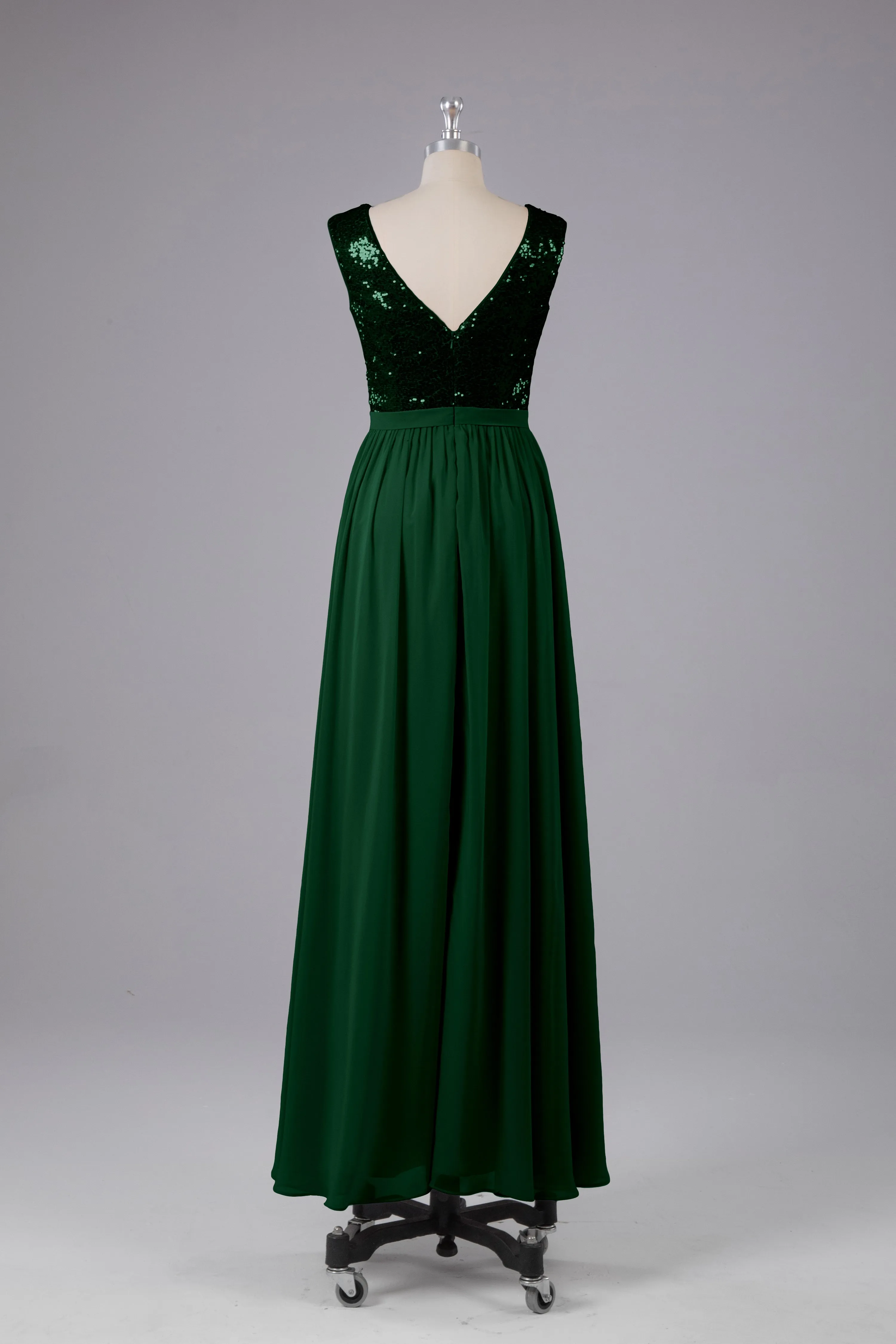 Sequins Scoop Floor Length Bridesmaid Dress