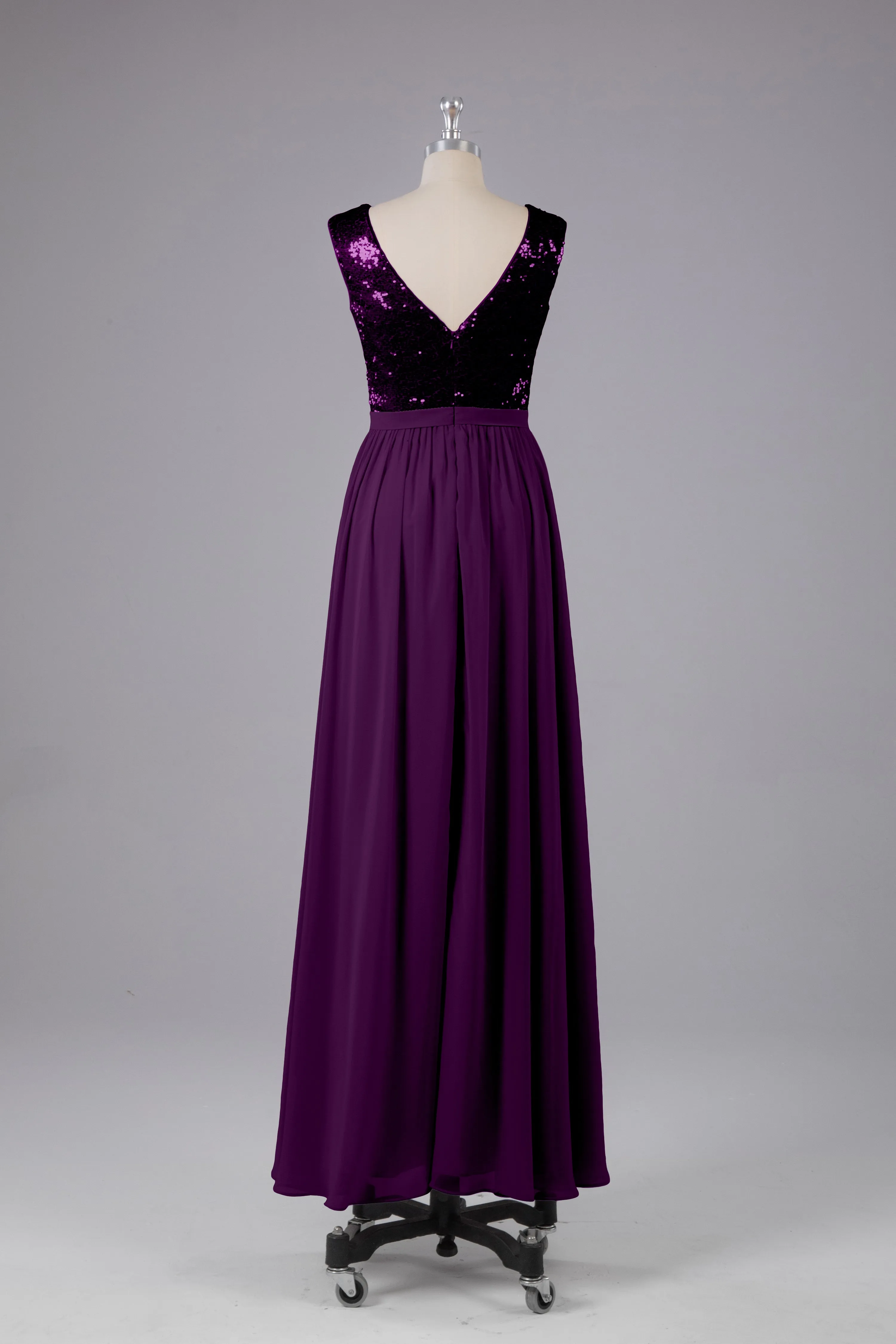 Sequins Scoop Floor Length Bridesmaid Dress