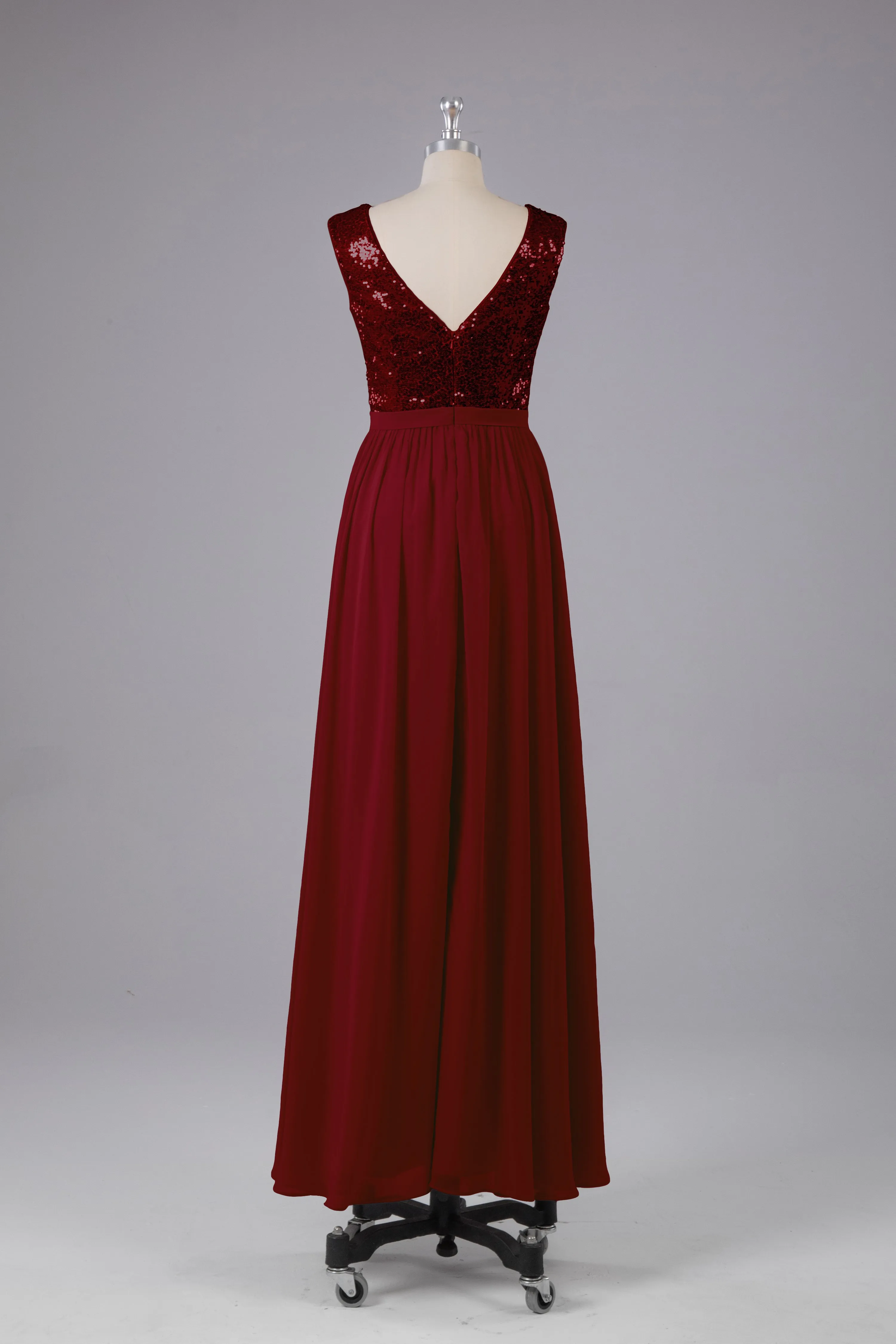 Sequins Scoop Floor Length Bridesmaid Dress