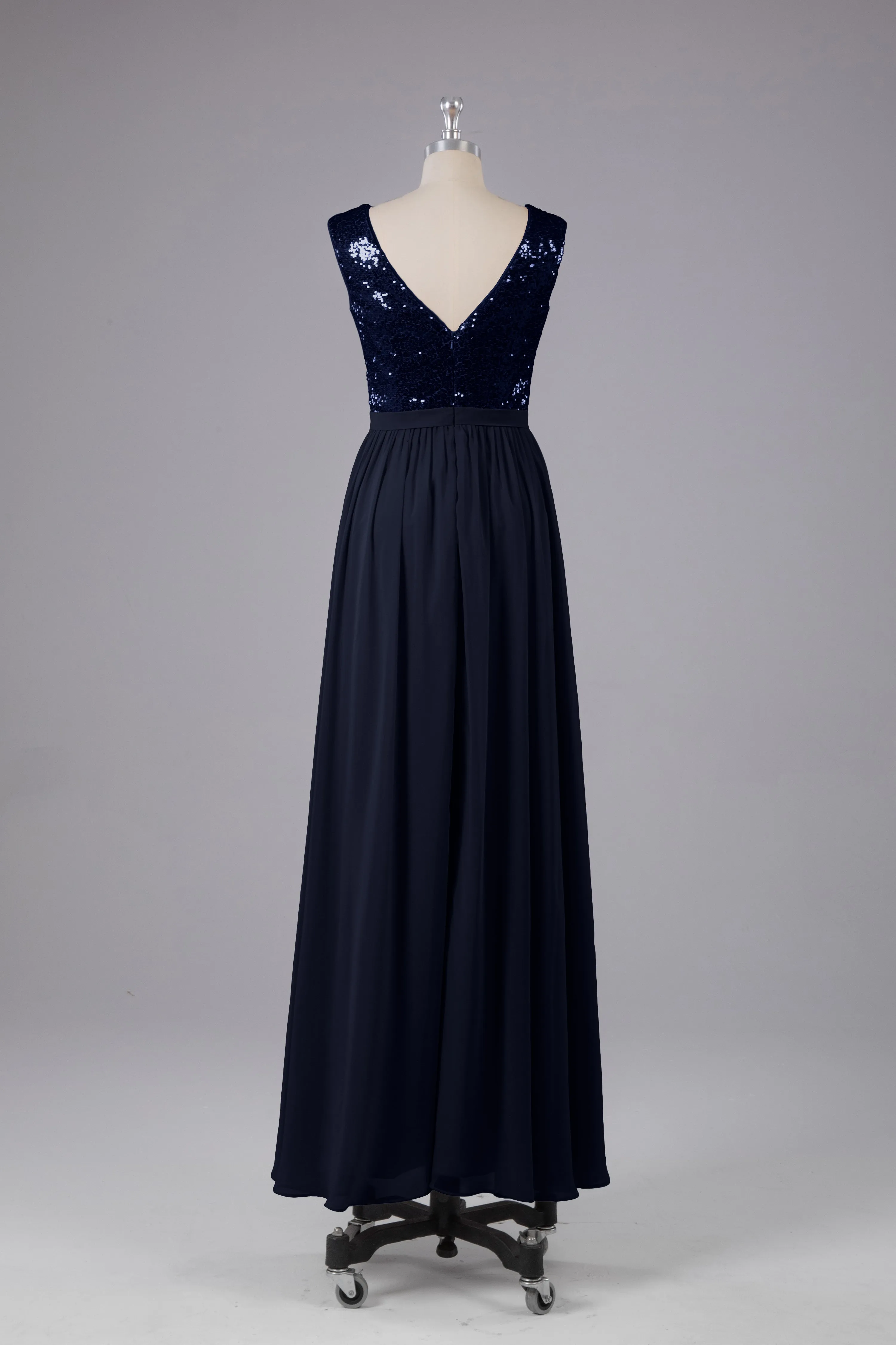 Sequins Scoop Floor Length Bridesmaid Dress
