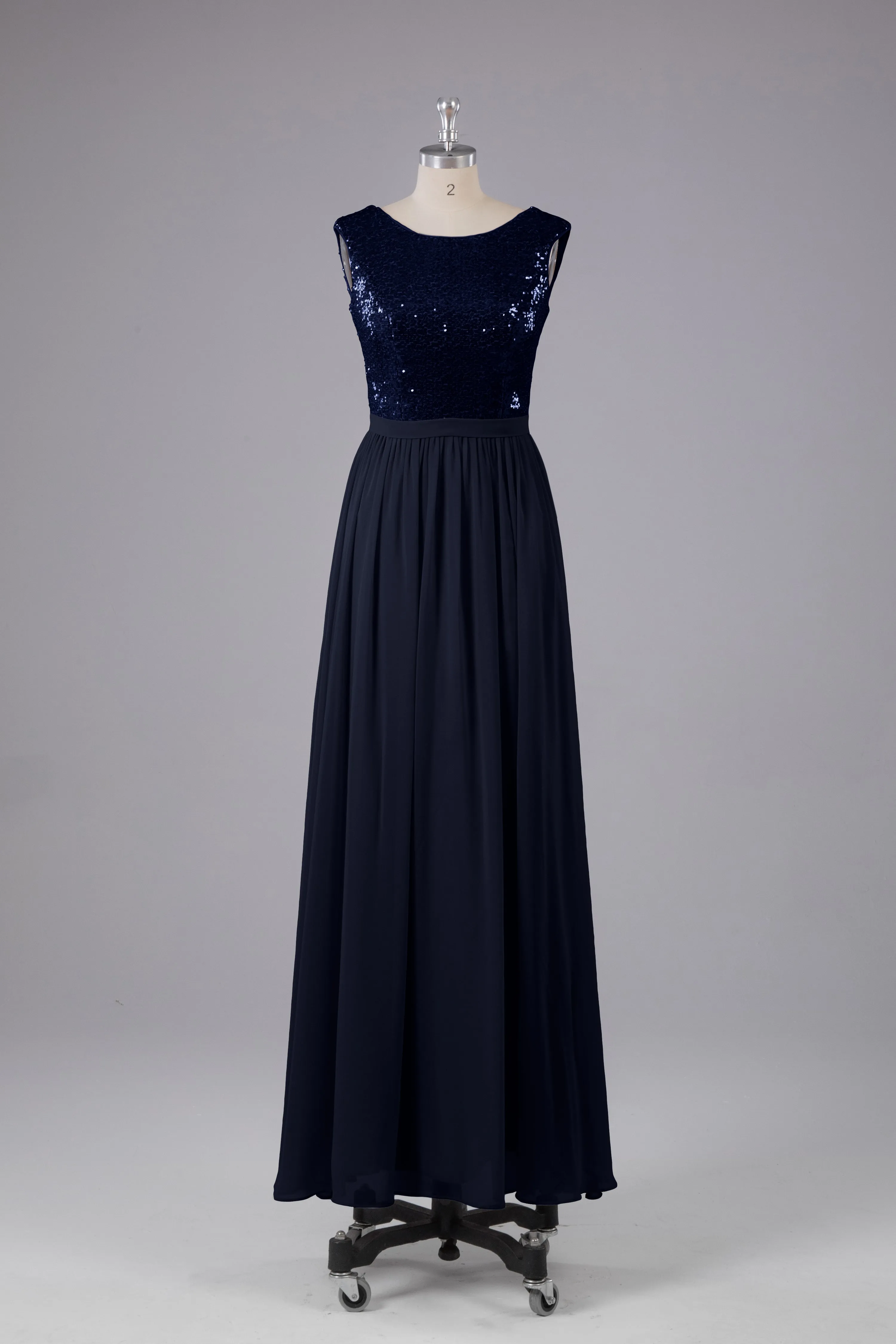 Sequins Scoop Floor Length Bridesmaid Dress