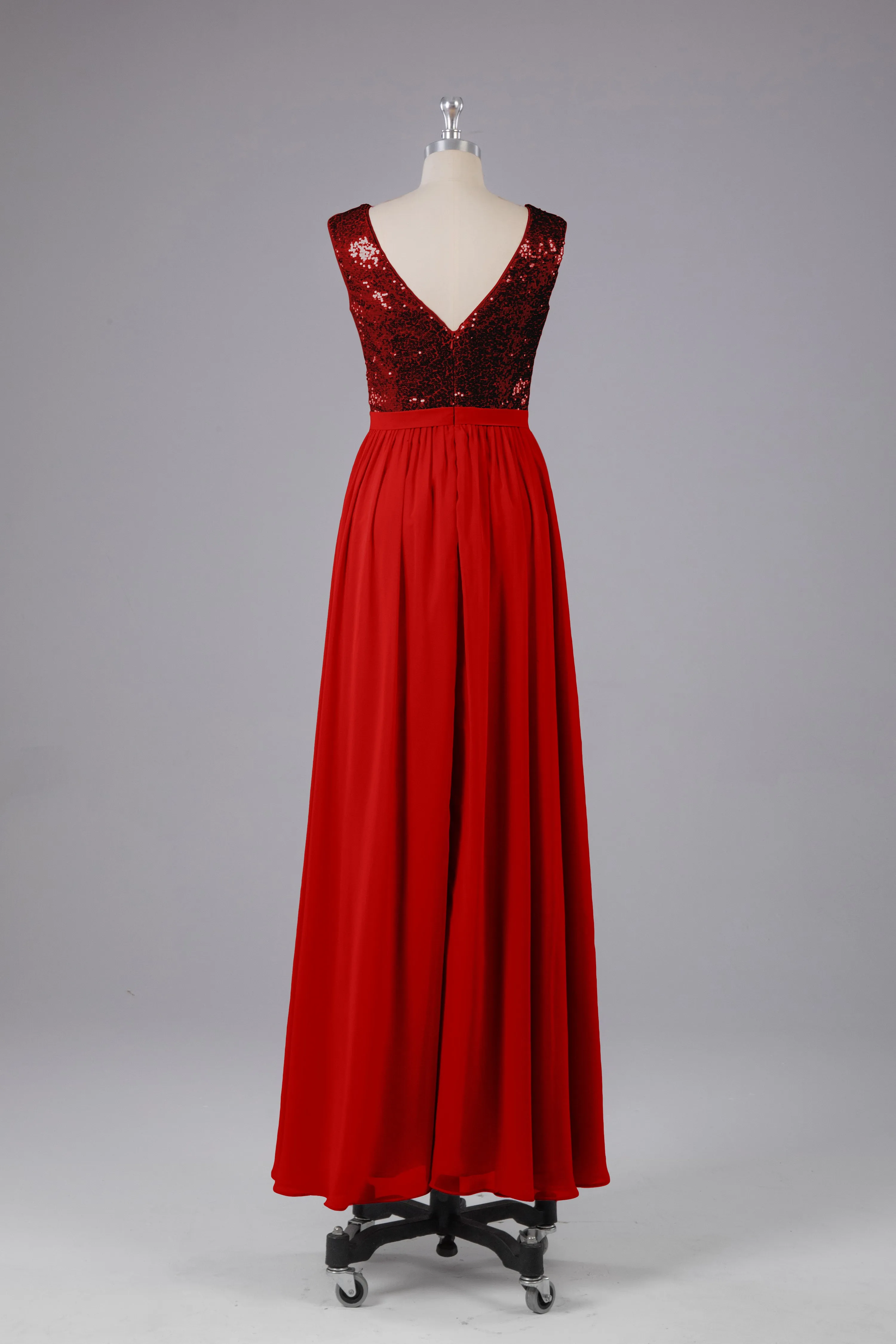 Sequins Scoop Floor Length Bridesmaid Dress