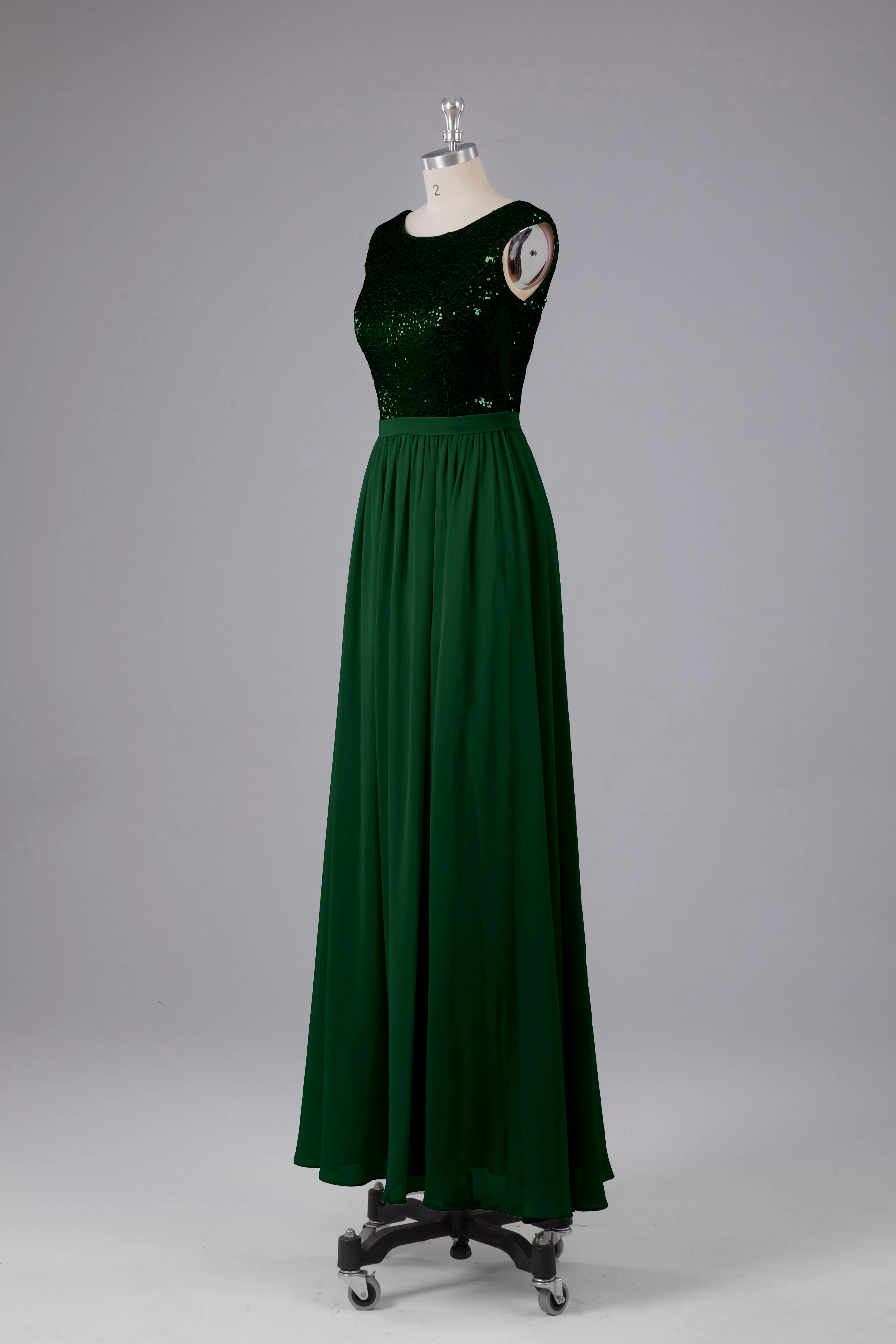 Sequins Scoop Floor Length Bridesmaid Dress