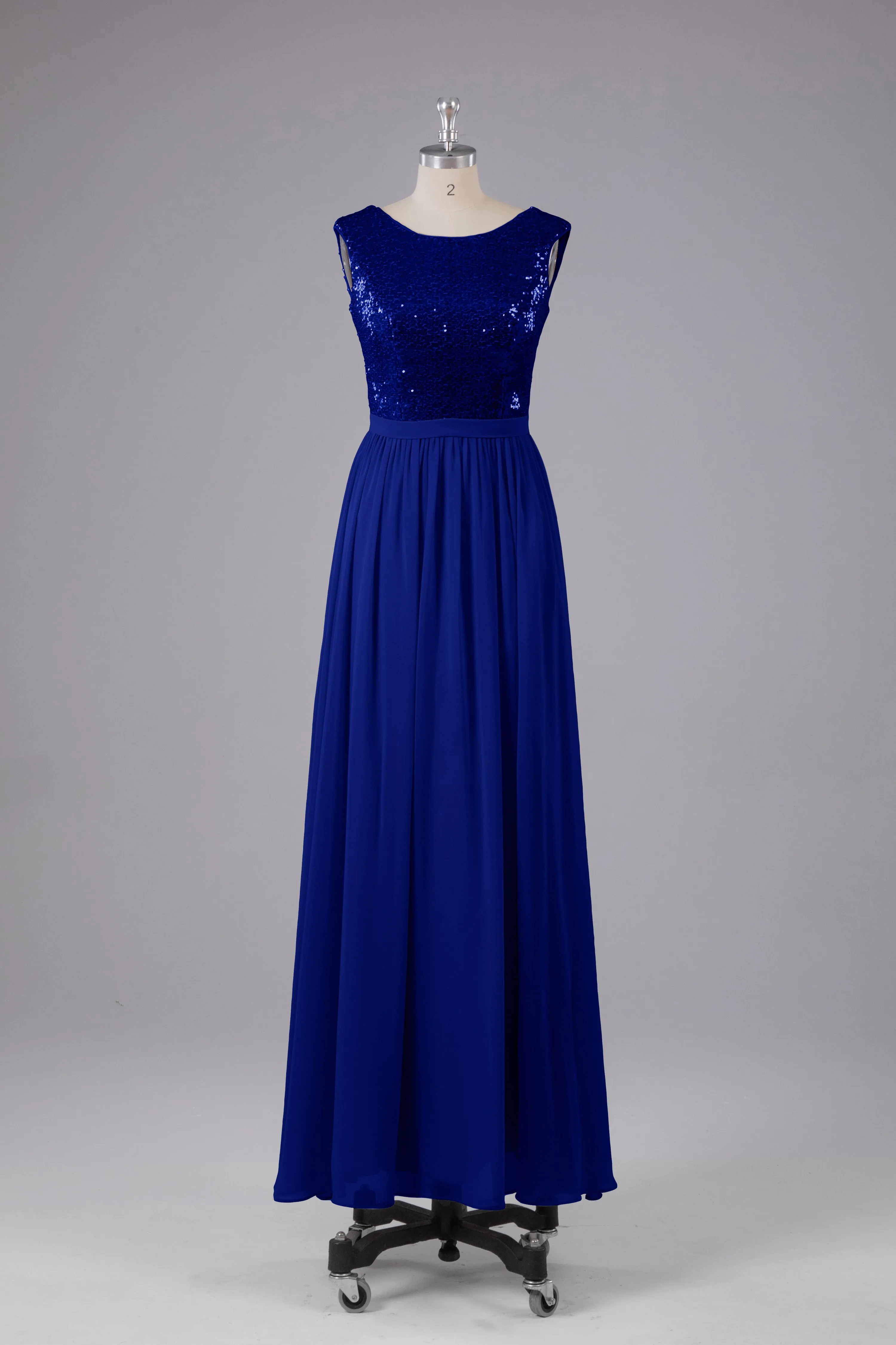 Sequins Scoop Floor Length Bridesmaid Dress