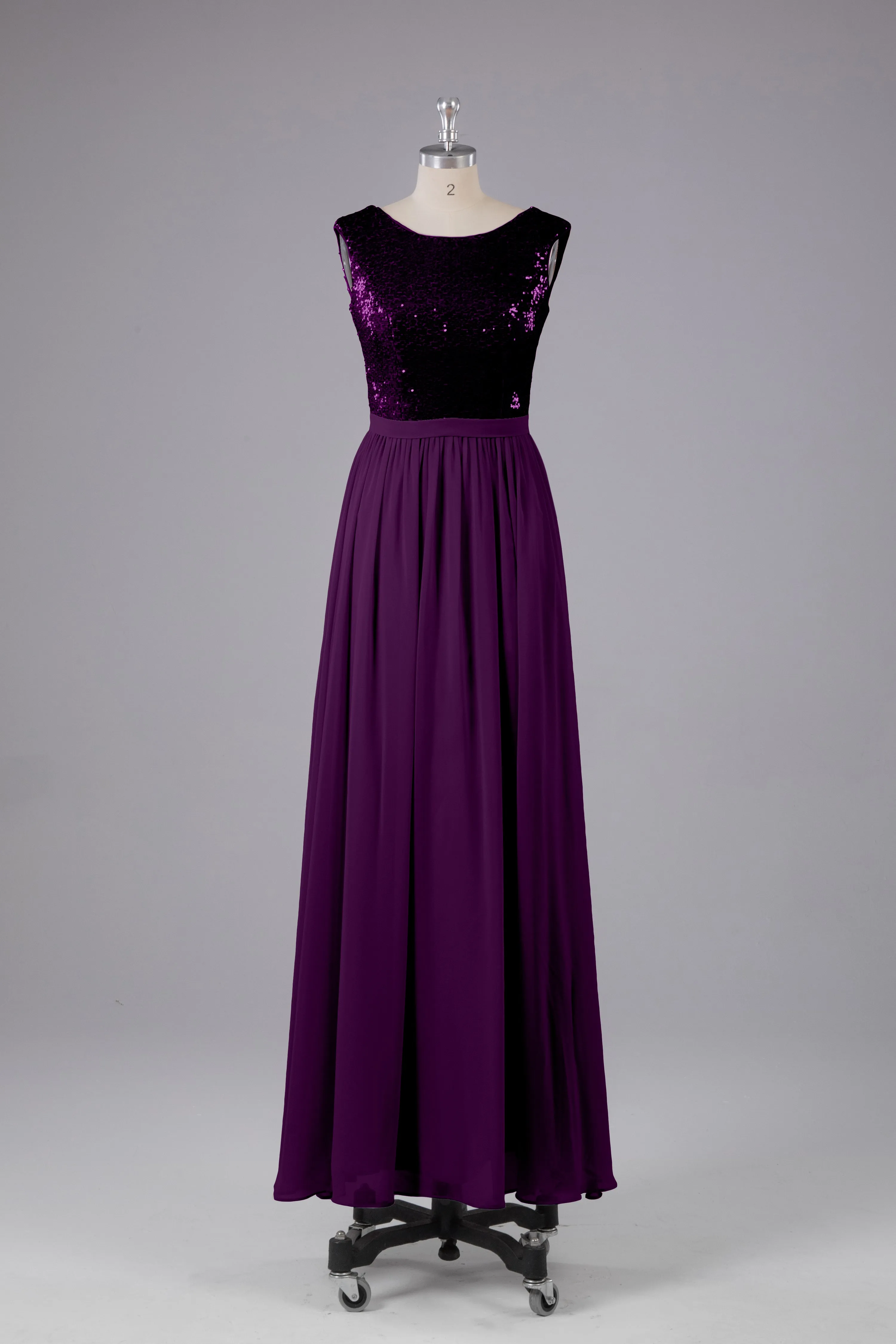 Sequins Scoop Floor Length Bridesmaid Dress