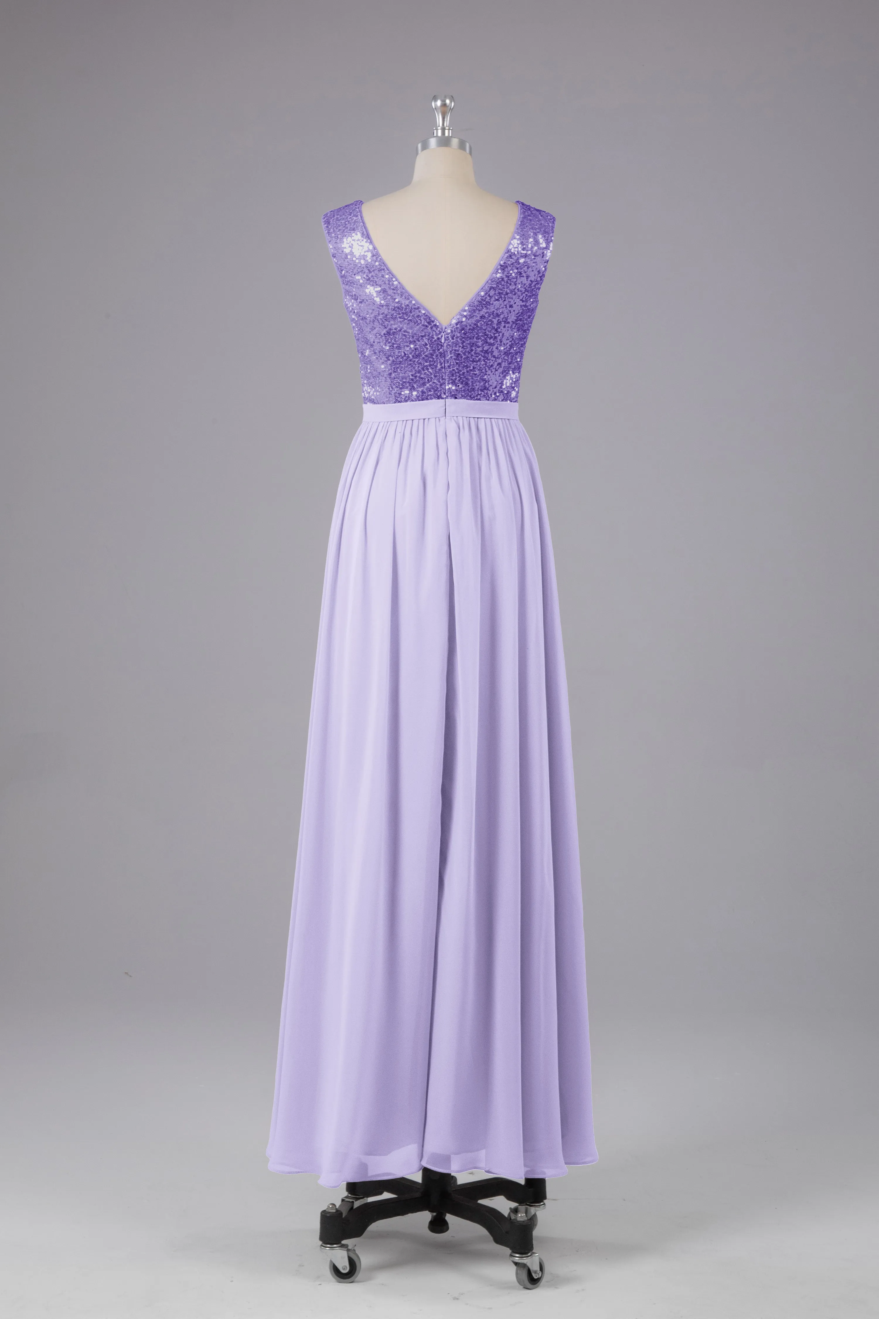 Sequins Scoop Floor Length Bridesmaid Dress