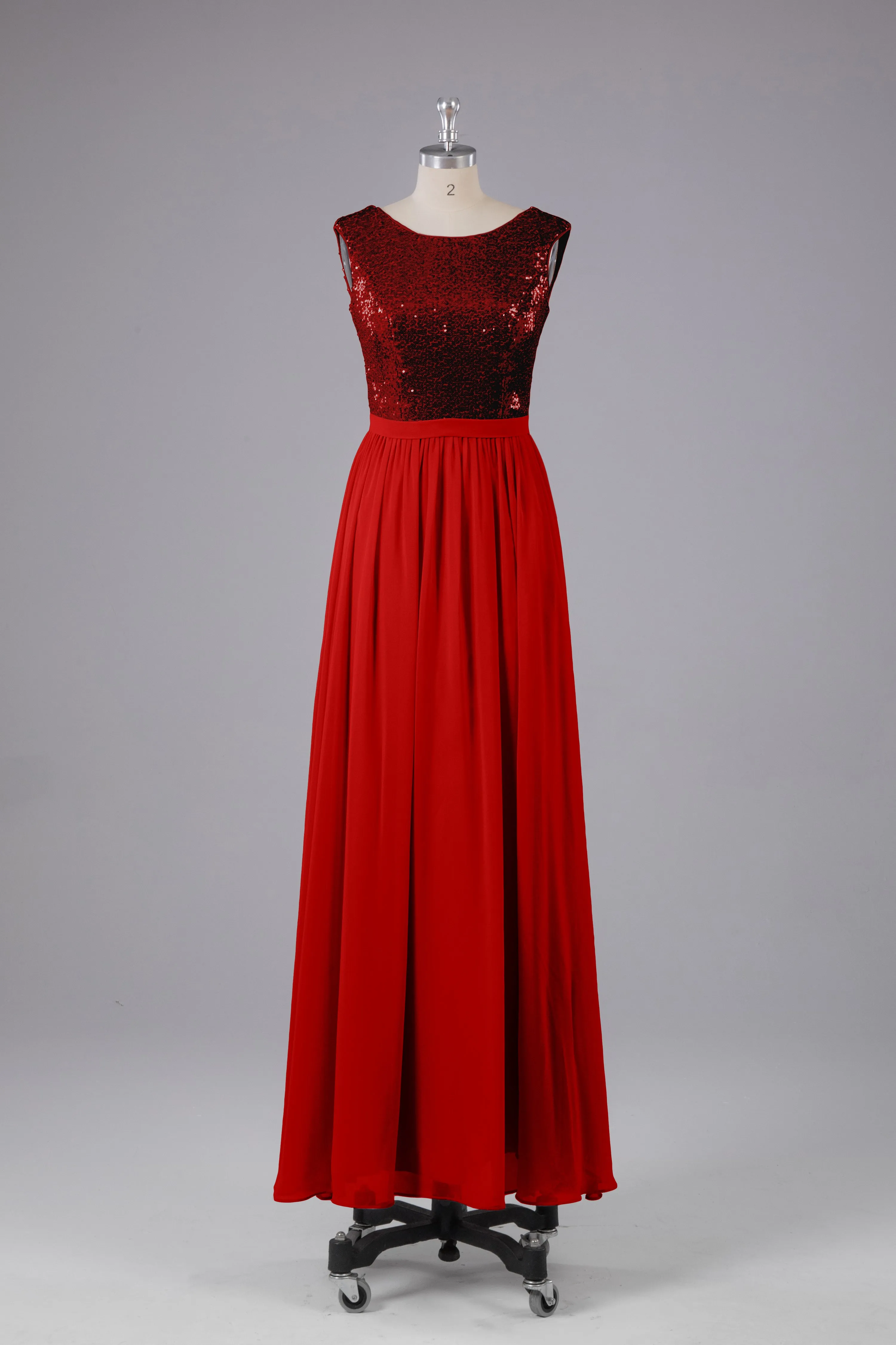 Sequins Scoop Floor Length Bridesmaid Dress