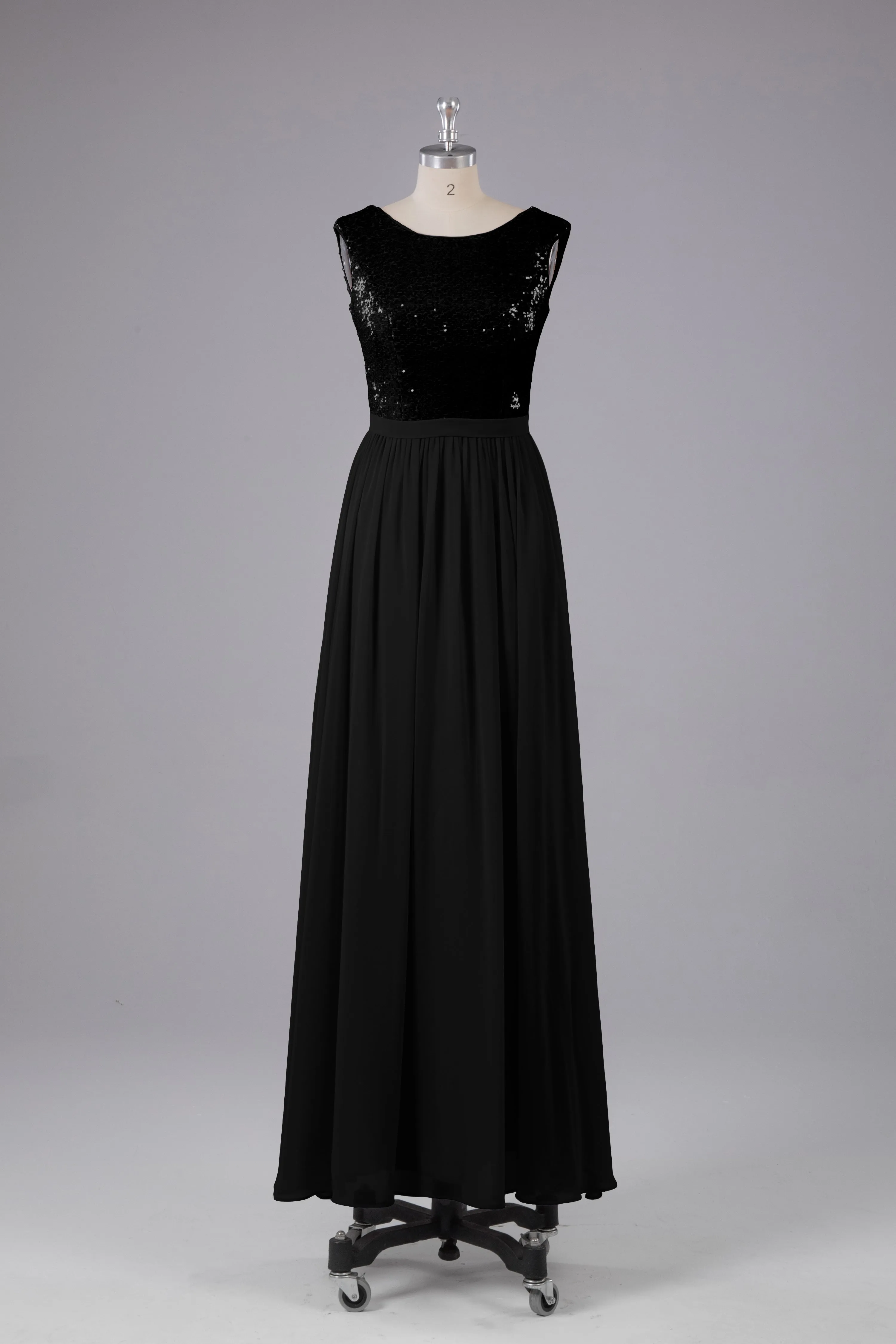 Sequins Scoop Floor Length Bridesmaid Dress