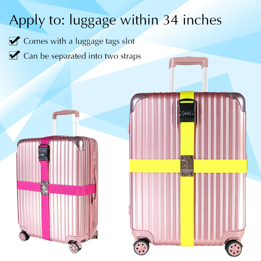 Set of 2 Travel Luggage Straps with 3 Dial Combo Lock