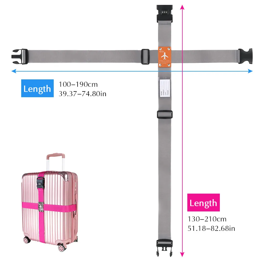 Set of 2 Travel Luggage Straps with 3 Dial Combo Lock