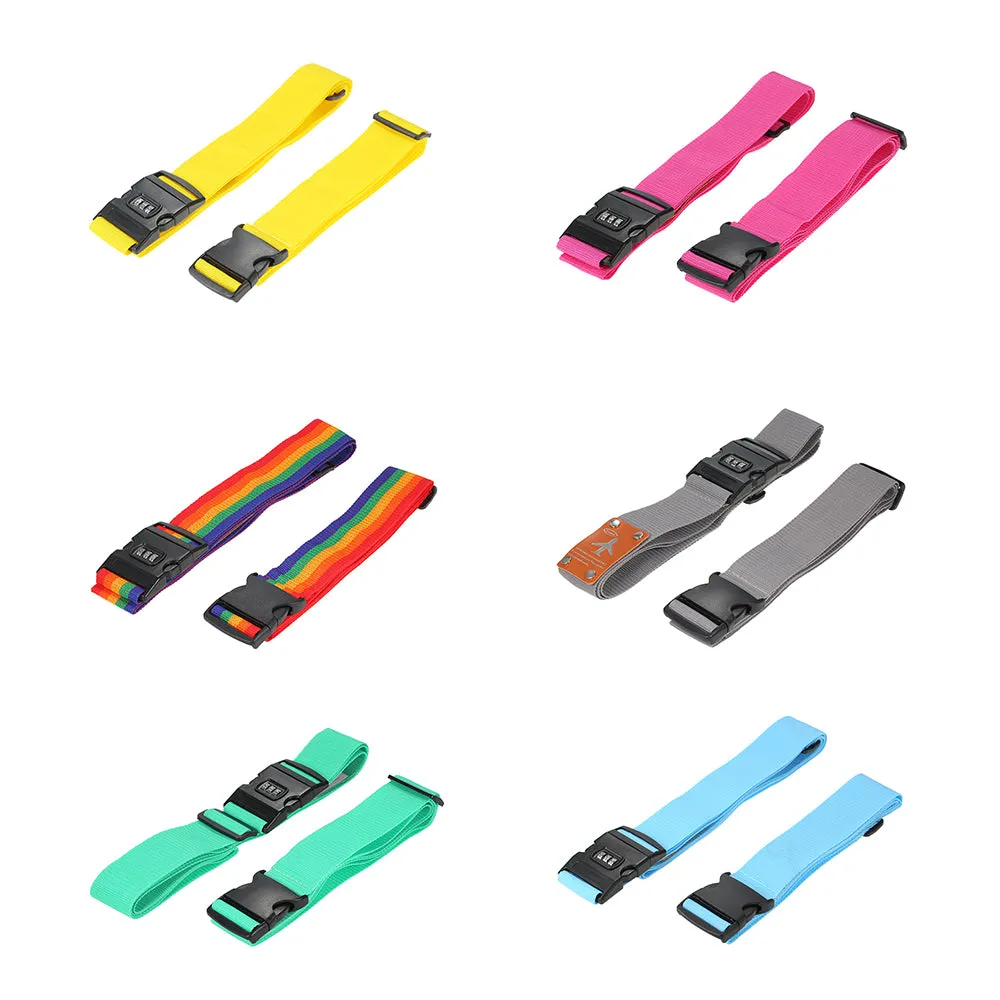 Set of 2 Travel Luggage Straps with 3 Dial Combo Lock