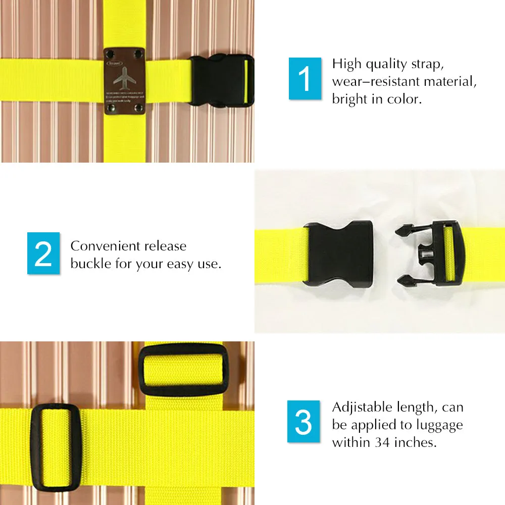 Set of 2 Travel Luggage Straps with 3 Dial Combo Lock