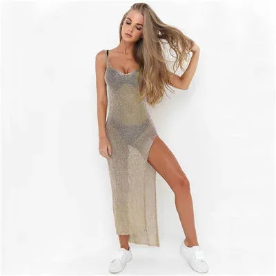 Sexy Mesh Beach Dress Cover Up Swimwear Sling Dress