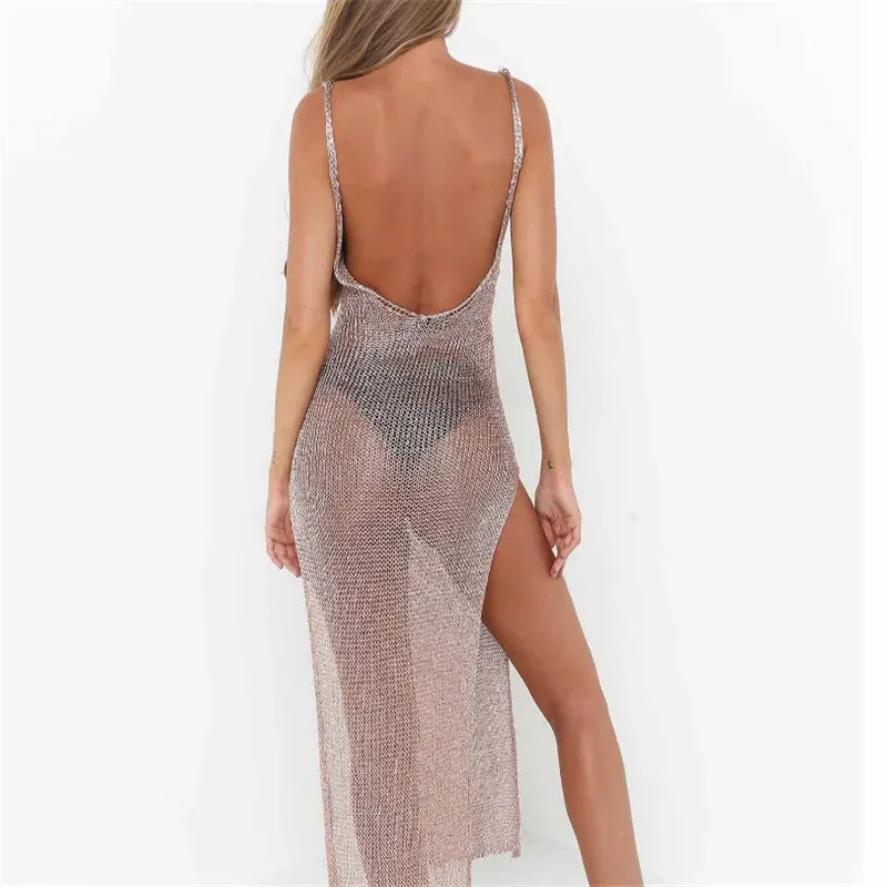 Sexy Mesh Beach Dress Cover Up Swimwear Sling Dress