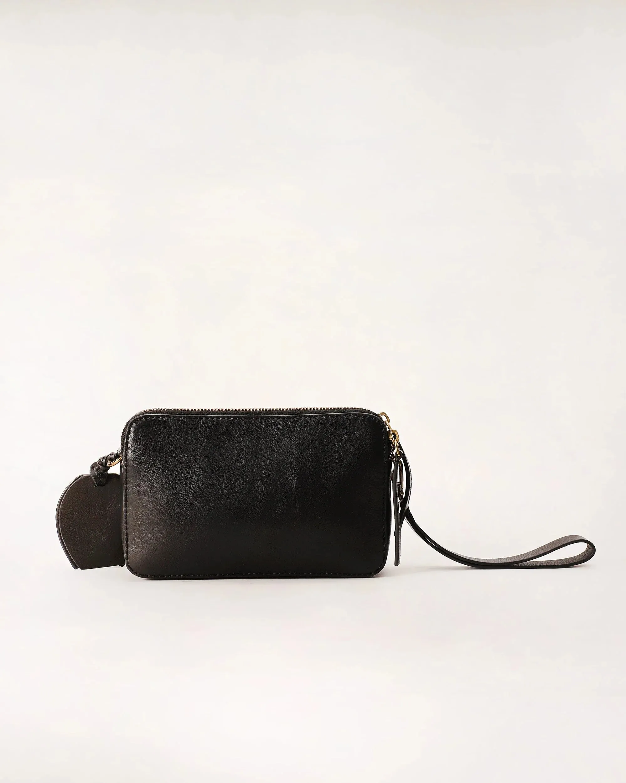 Shell Mini Purse - Black Floral Leather