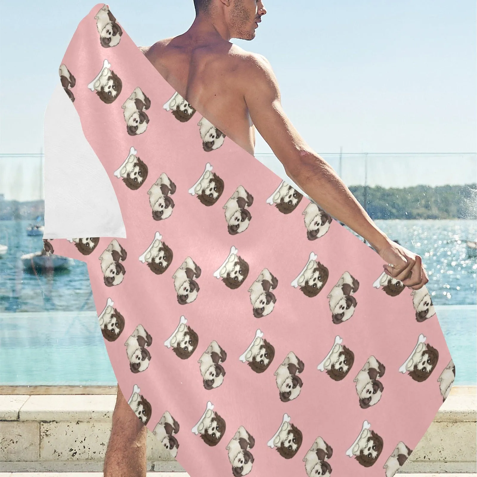 Shih Tzu Beach Towel - Pink
