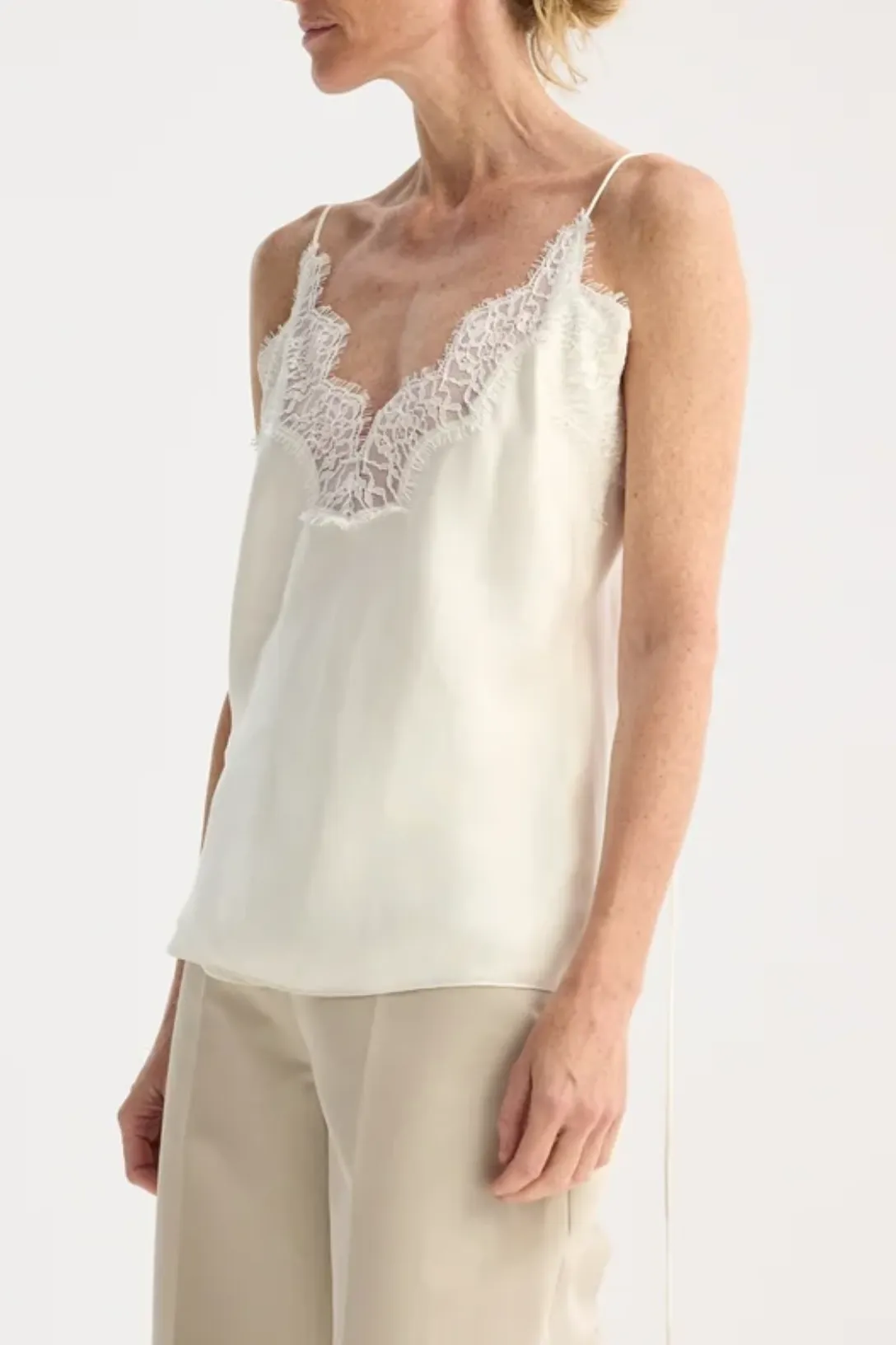 Silk Lace Camisole Top | Cream