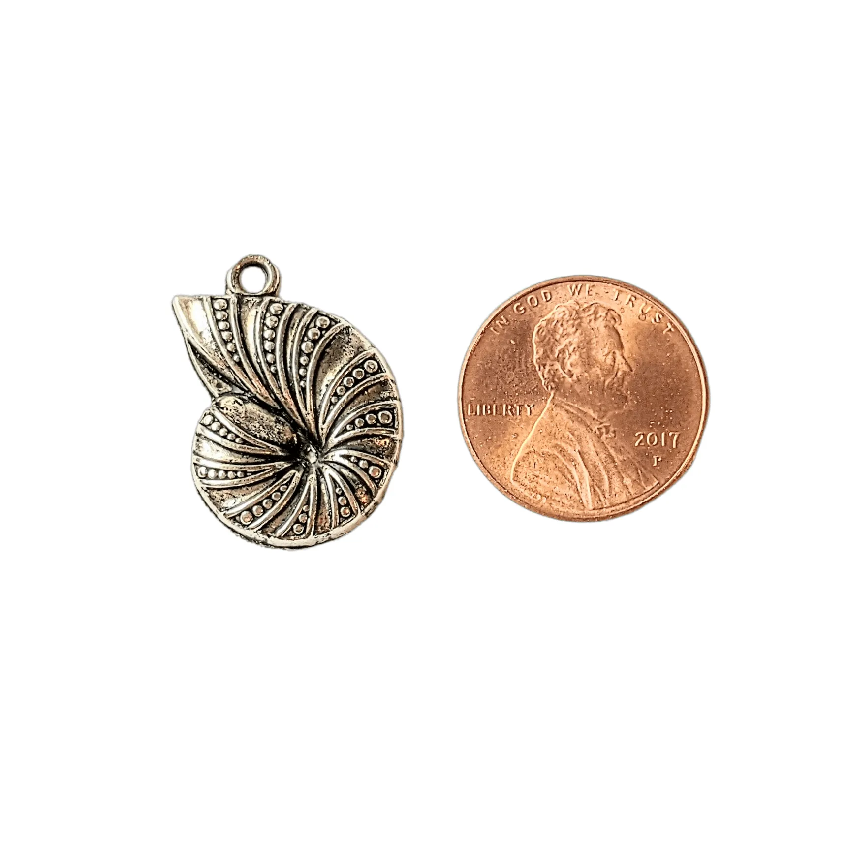 Silver Sea Snail Shell Charm Pendant