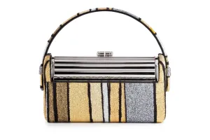 Silver Tubular Régine Minaudière with Halcyon Gold Multi Stripe Metallic Lurex Chenille Case