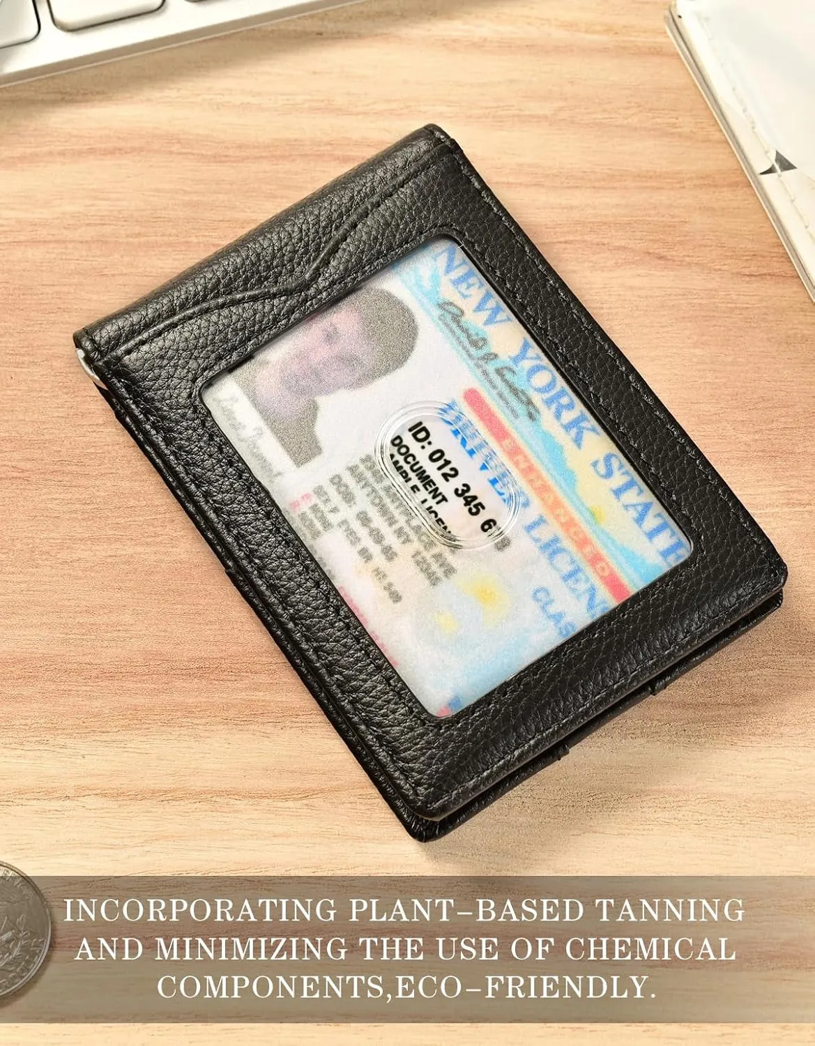 Slim Bifold Wallet for Men with Money Clip, RFID Blocking Genuine Leather Front Pocket Wallet