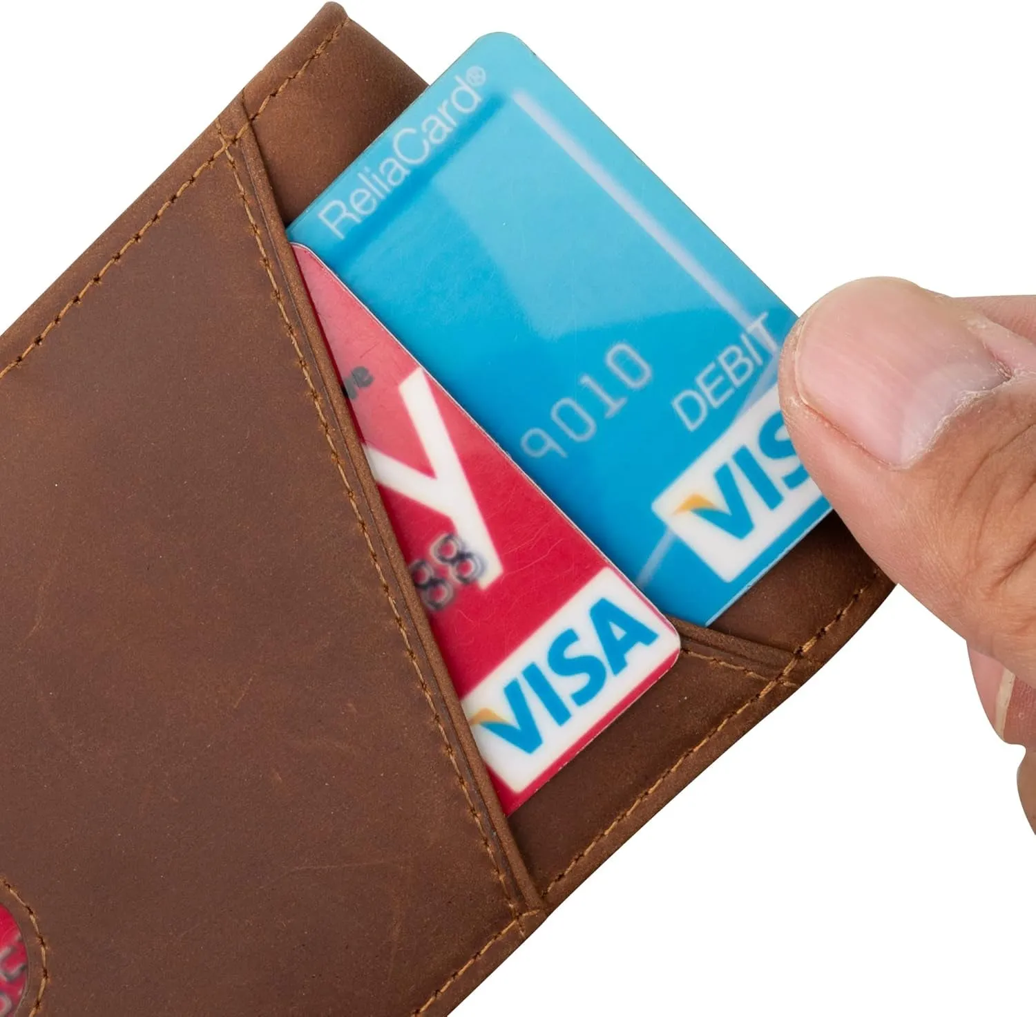 Slim Bifold Wallet for Men with Money Clip RFID Blocking  Genuine Leather Front Pocket Wallet