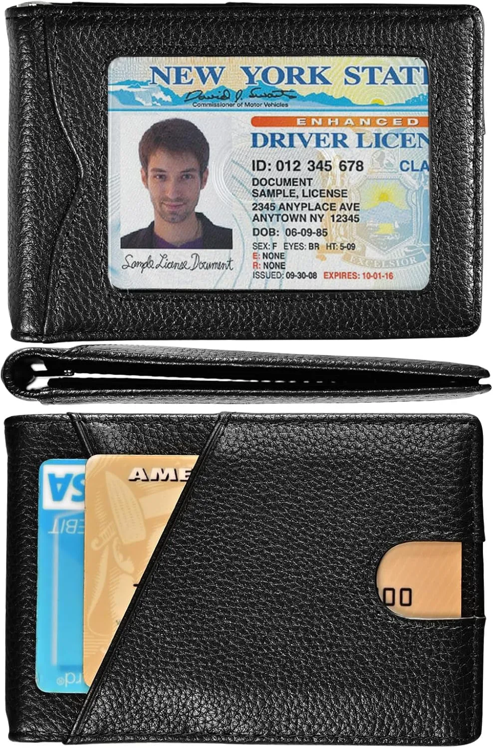 Slim Bifold Wallet for Men with Money Clip, RFID Blocking Genuine Leather Front Pocket Wallet