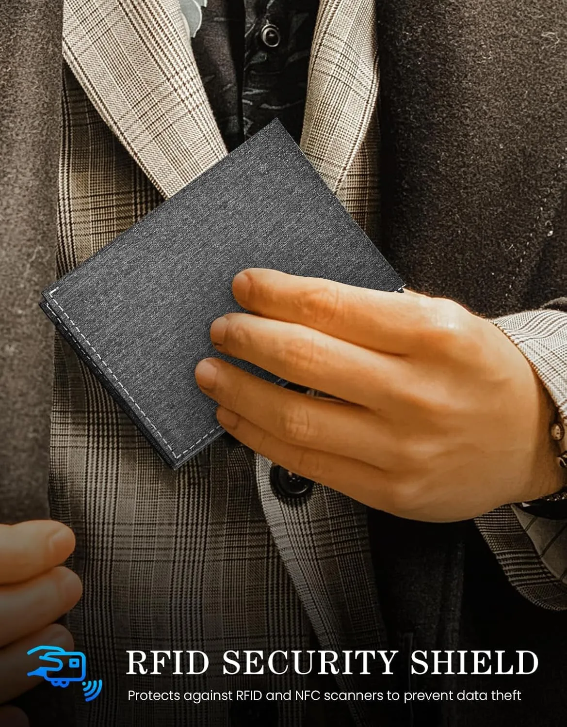 Slim Wallet for Men with RFID Blocking Minimalist Bifold Wallet