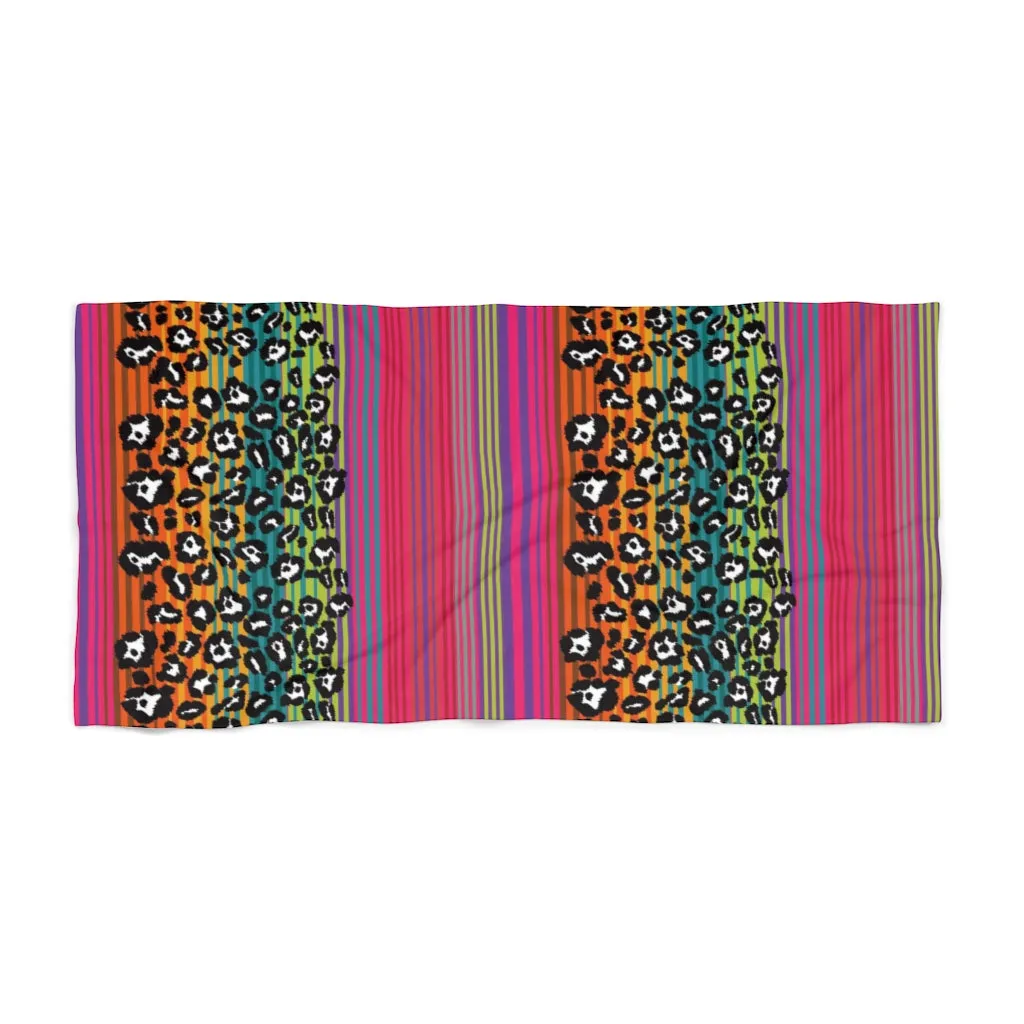 Snow Leopard Serape Beach Towel