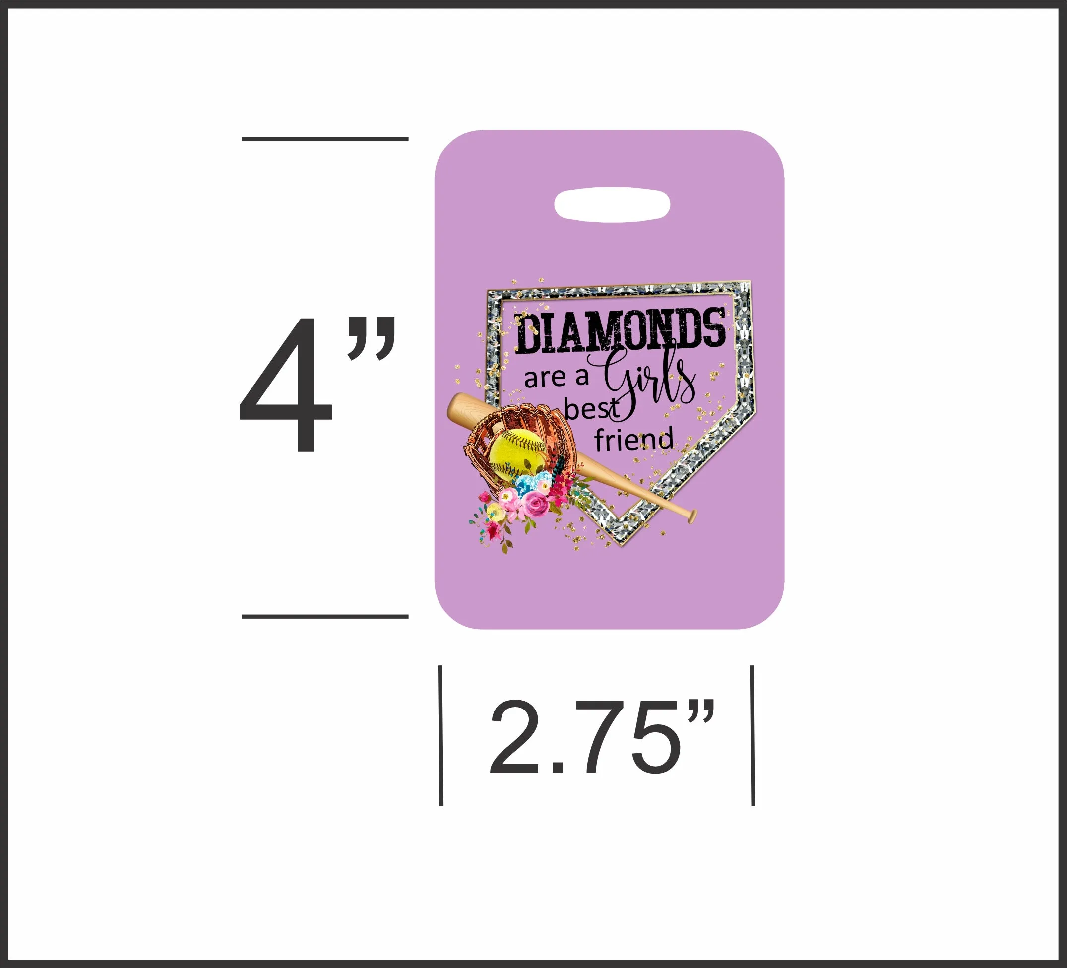 Softball Bag Tag for Girls - Diamonds are a Girls Best Friend
