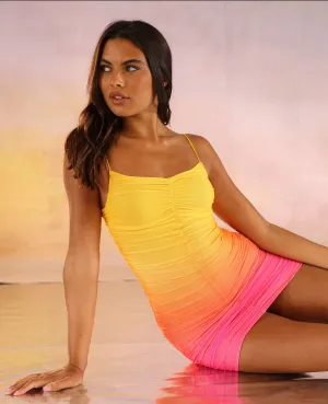 SUNRISE ombre mesh mini dress