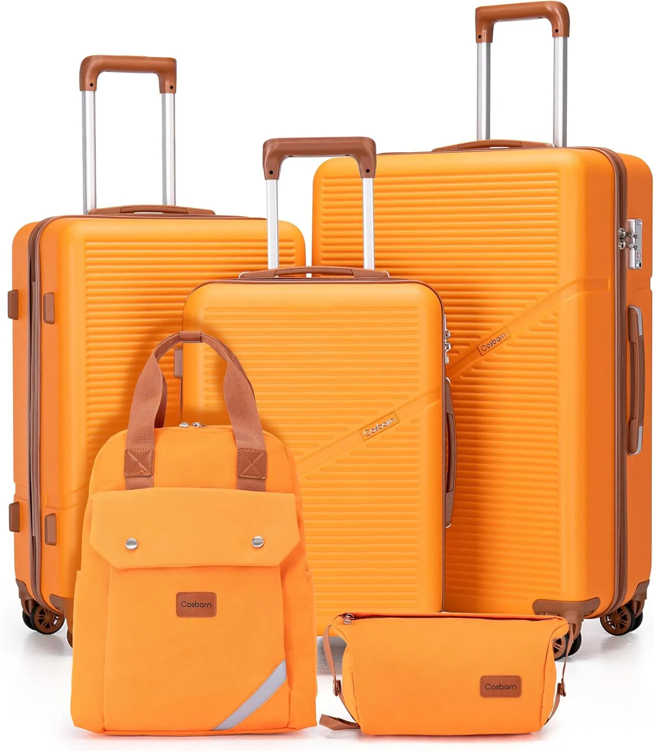 Travel Tsa Suitcases ABS Luggage for Contemporary 5 Spinner with Women, Men Wheels, Best-reviewed Lock, Piece Pink (20"/24"/28") Lightweight Sets Waterproof Hardshell Hardside with Suitcase Set